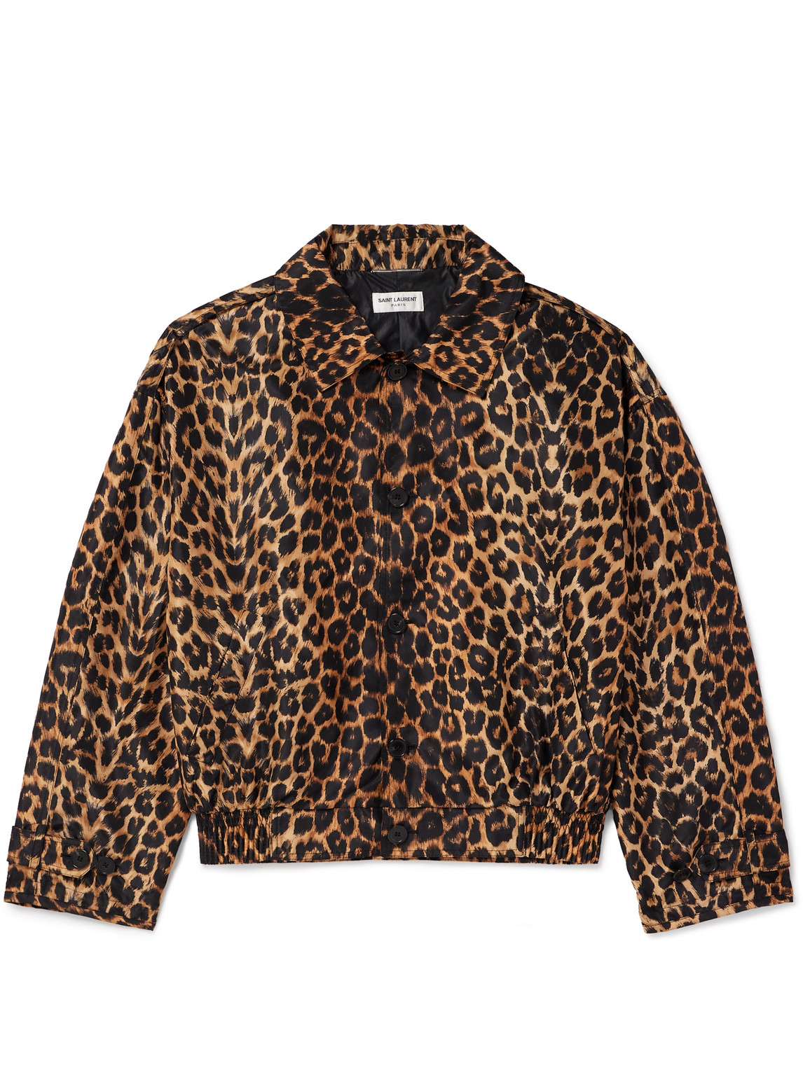 Leopard-Print Silk-Satin Jacket