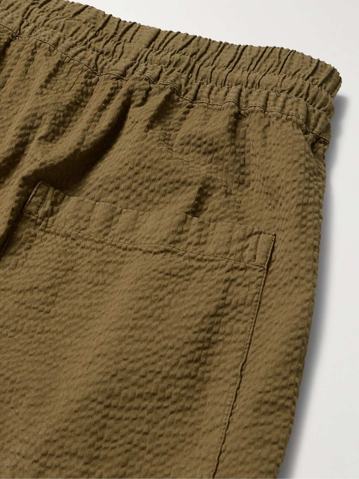 Shop Portuguese Flannel Atlantico Straight-leg Cotton-seersucker Drawstring Shorts In Green