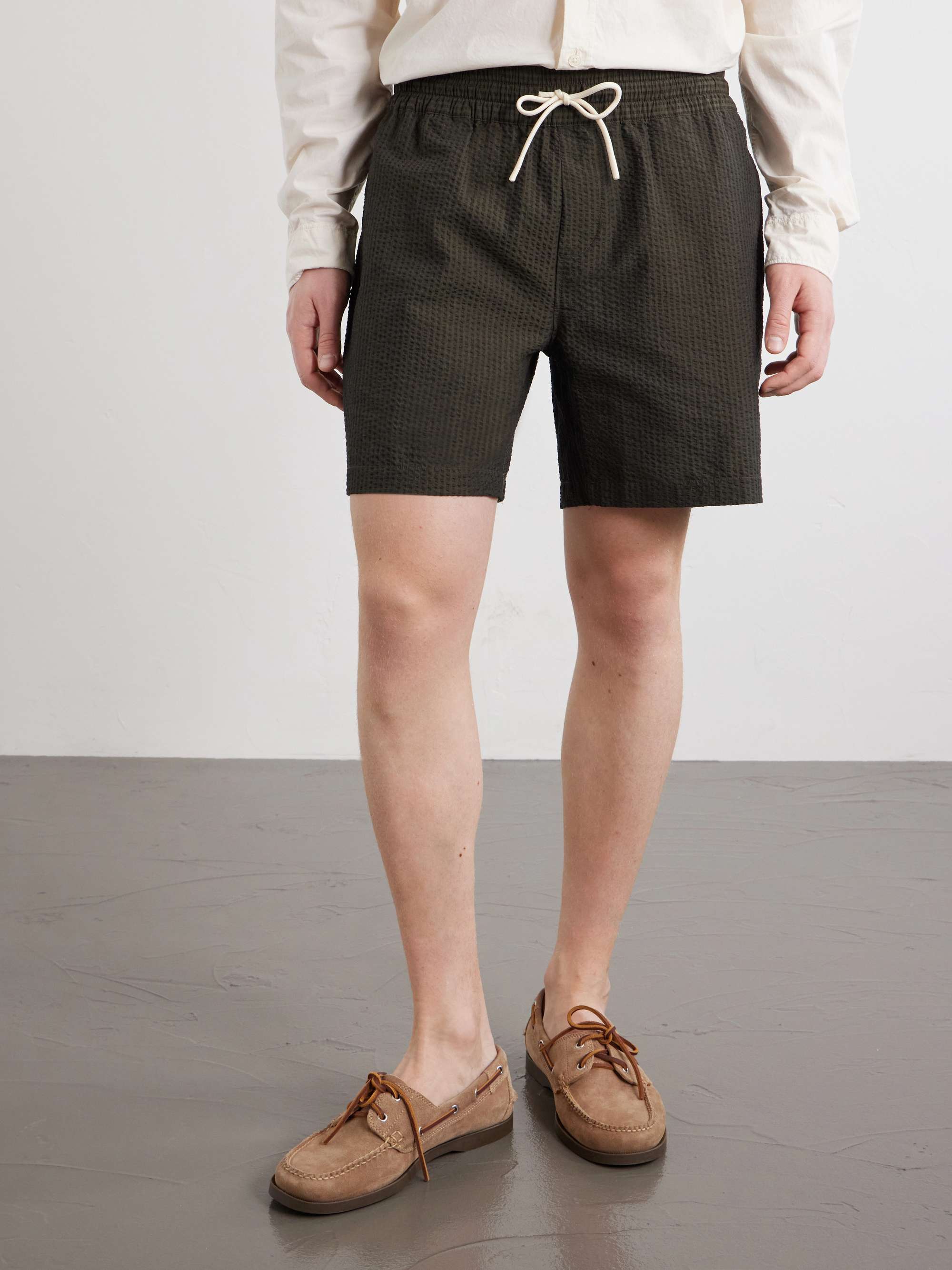 PORTUGUESE FLANNEL Atlantico Cotton-Seersucker Drawstring Shorts