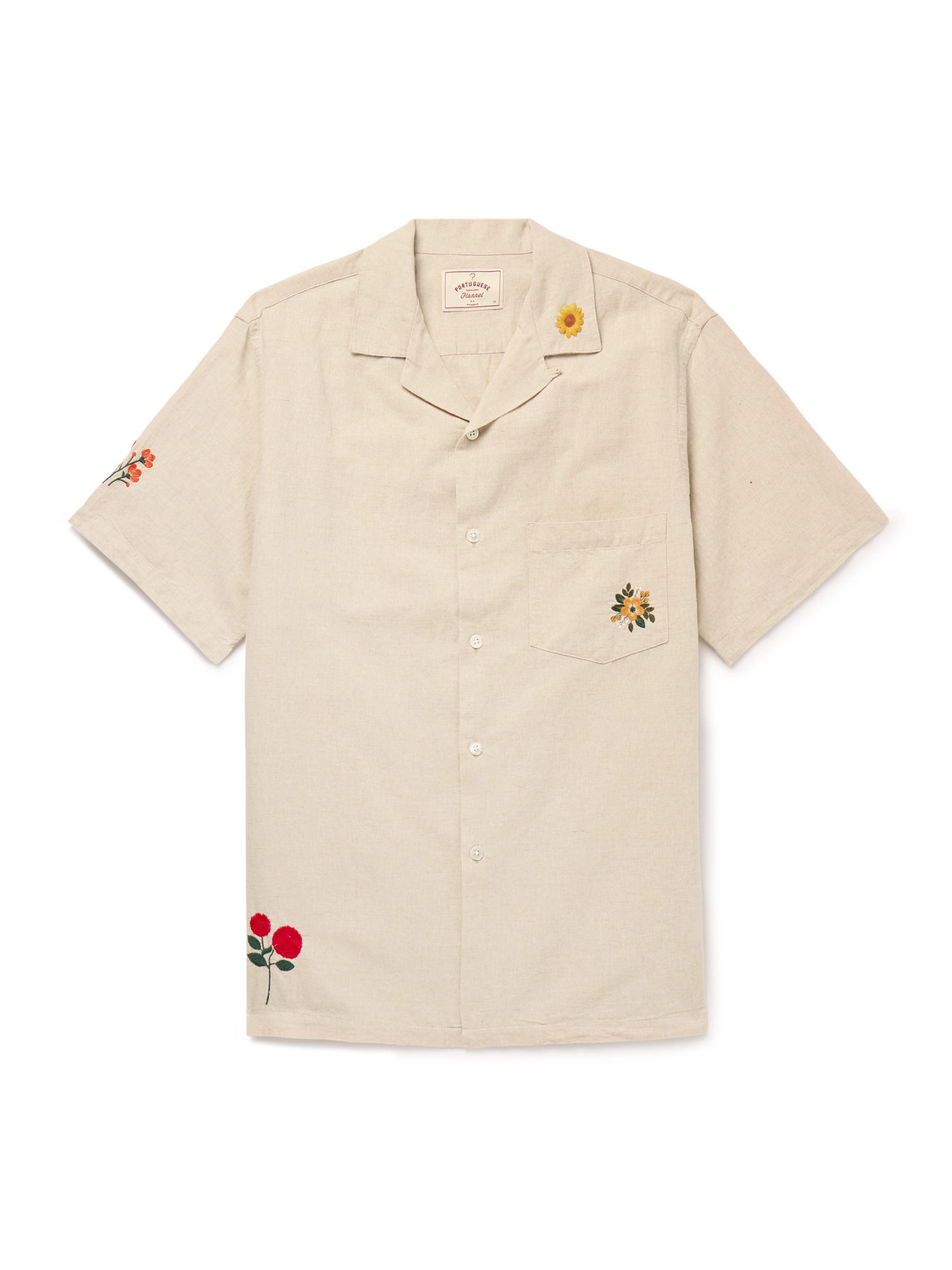 Spring 2 Convertible-Collar Embroidered Linen and Cotton-Blend Shirt