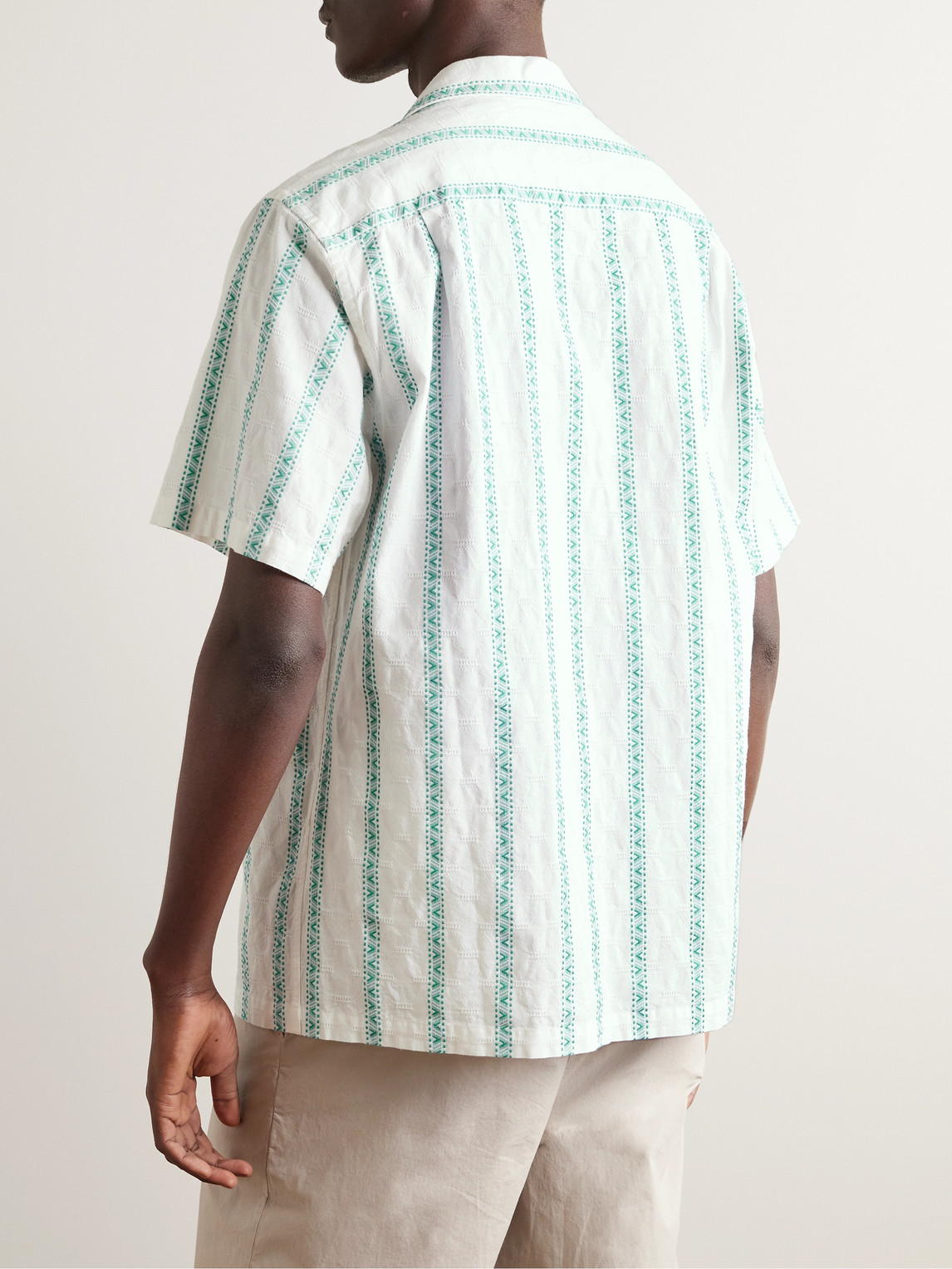 Shop Portuguese Flannel Donatella Convertible-collar Embroidered Cotton Shirt In White