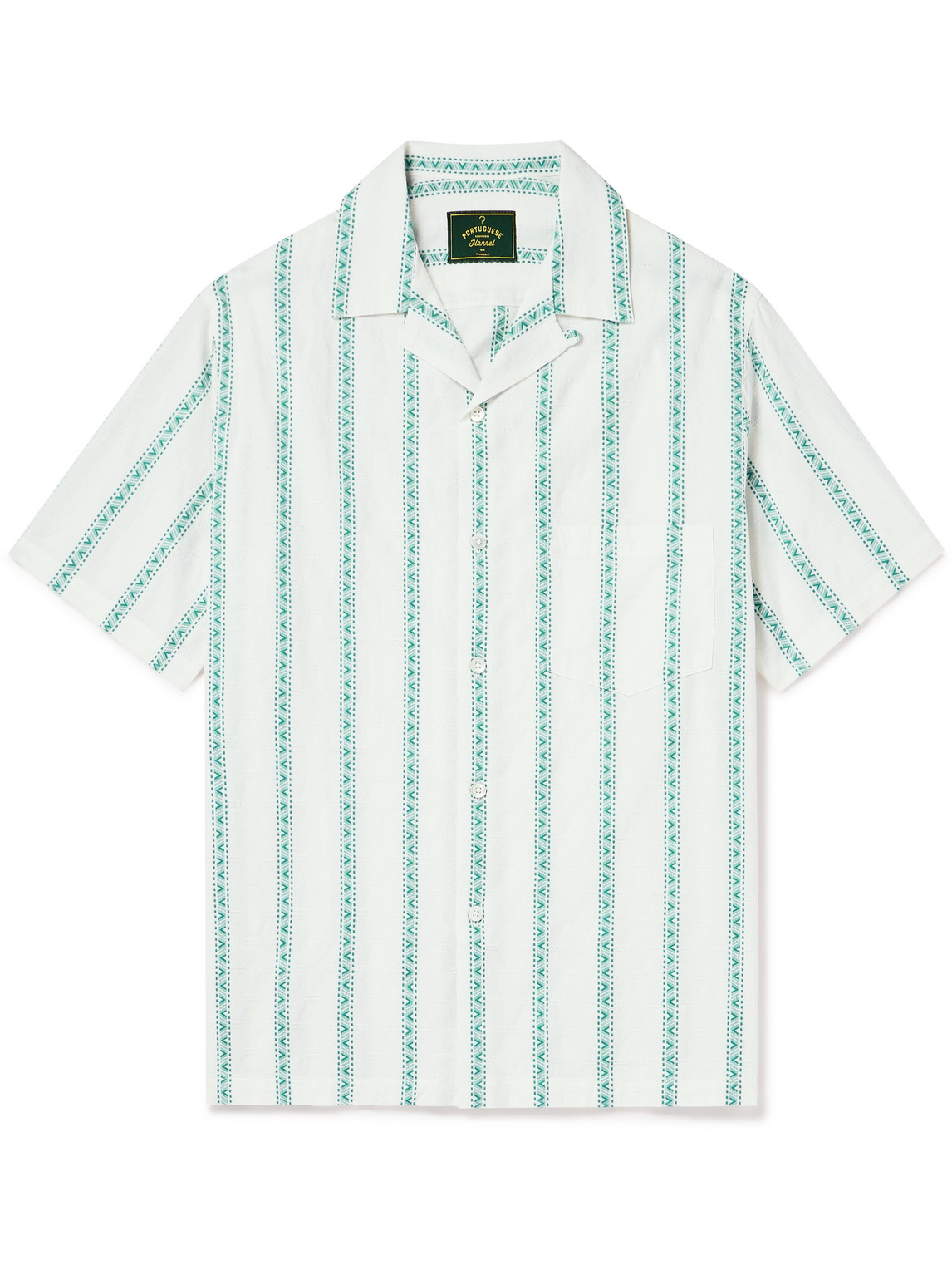 Donatella Convertible-Collar Embroidered Cotton Shirt