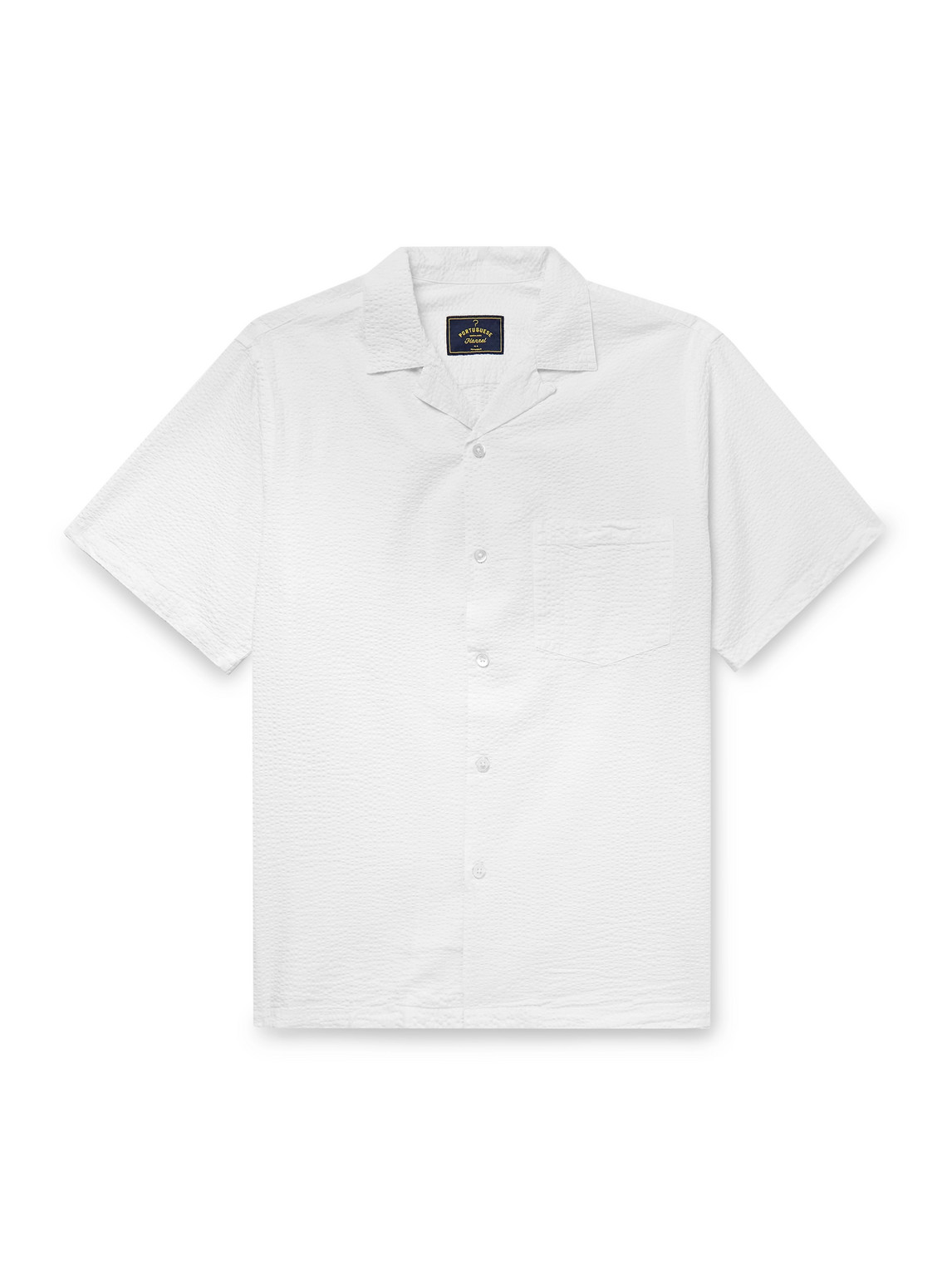 Portuguese Flannel Atlantico Convertible-collar Cotton-seersucker Shirt In White