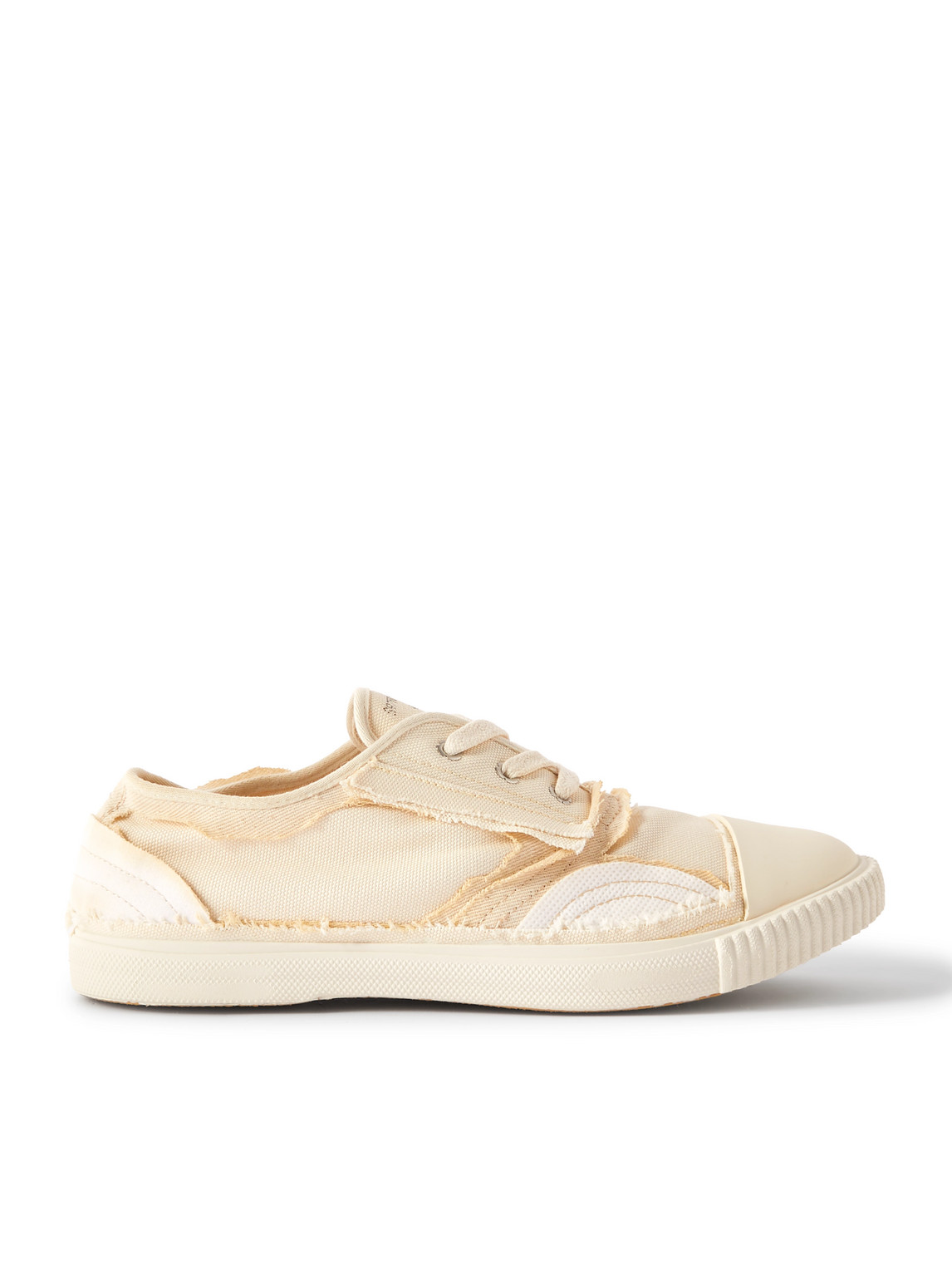 Maison Margiela Inside Out Patchwork Canvas Trainers In Neutrals