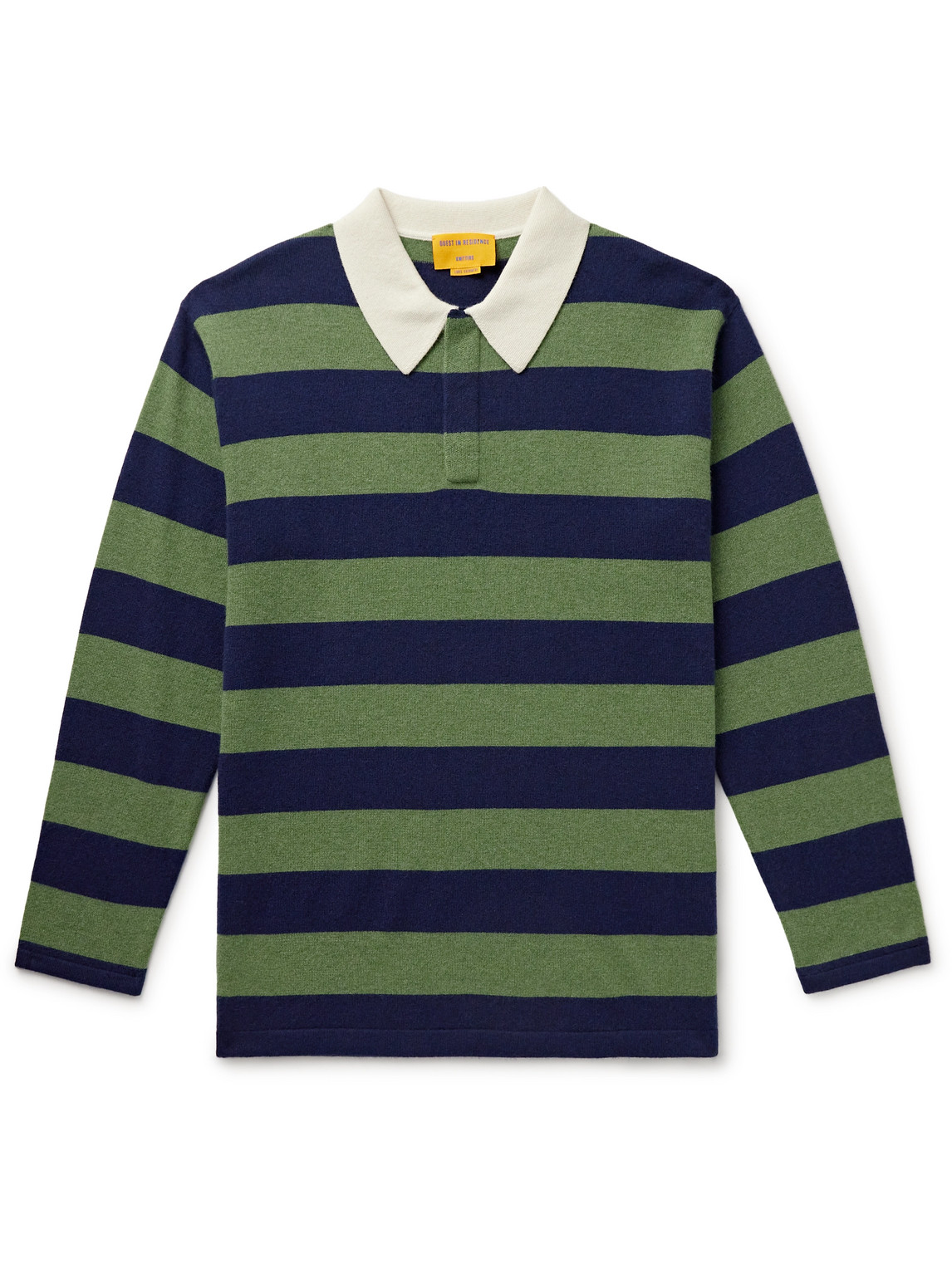 Guest In Residence Rugby Striped Cashmere Polo Shirt In Green
