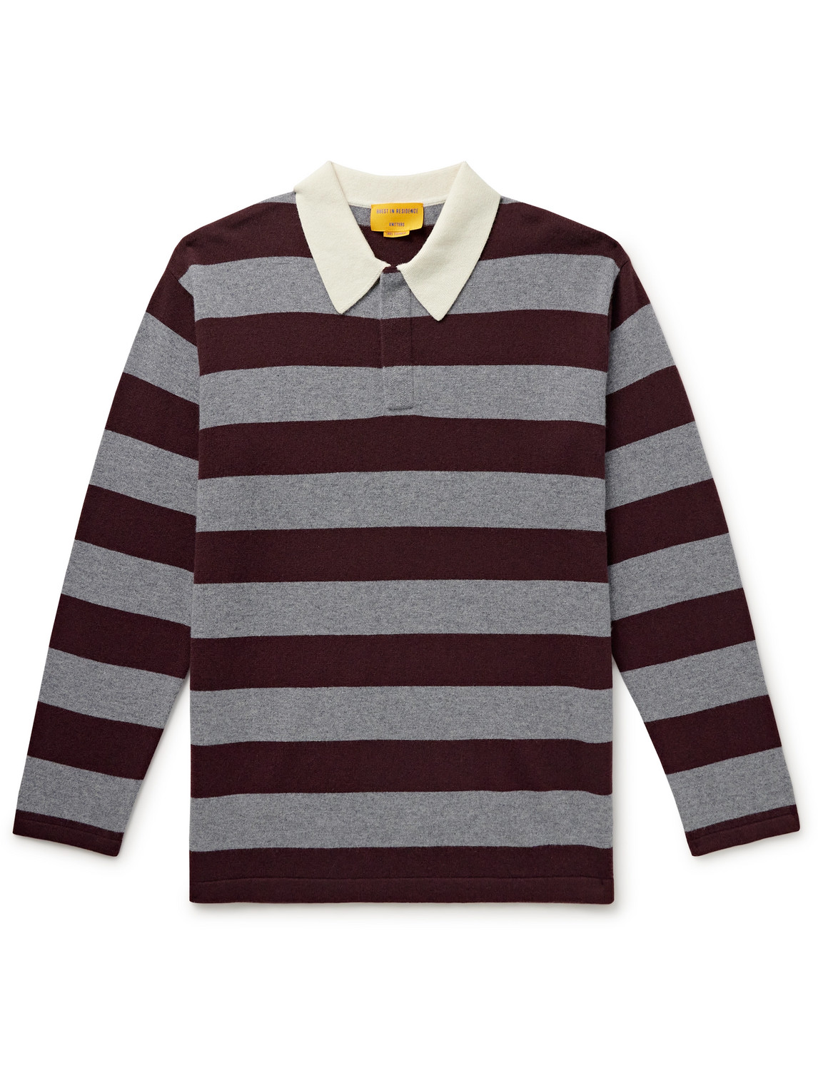 Guest In Residence Rugby Striped Cashmere Polo Shirt In Gray