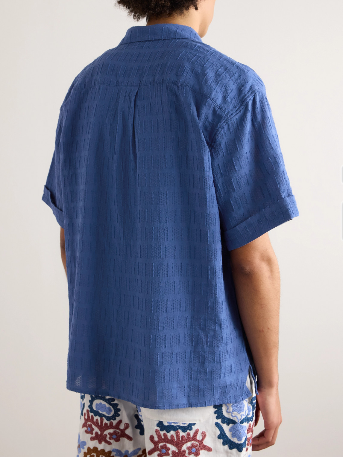 Shop A Kind Of Guise Elio Cotton-jacquard Shirt In Blue