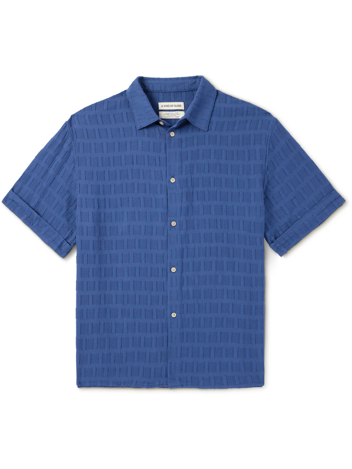 Shop A Kind Of Guise Elio Cotton-jacquard Shirt In Blue