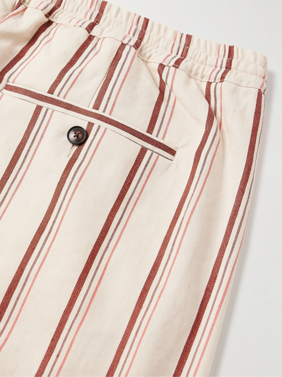 Shop A Kind Of Guise Samurai Straight-leg Striped Linen And Cotton-blend Drawstring Trousers In Neutrals