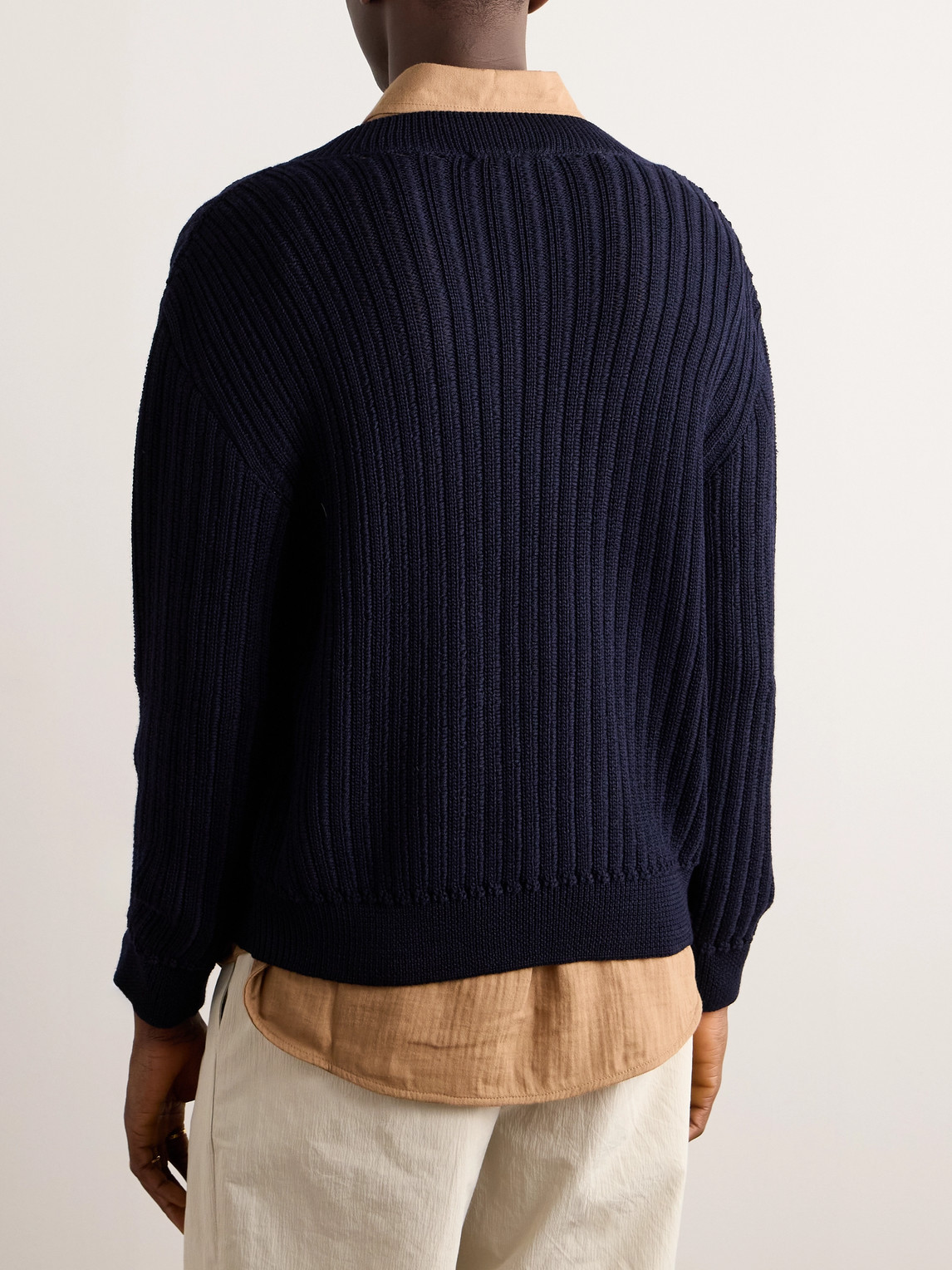 Shop A Kind Of Guise Saimir Ribbed Merino Wool And Silk-blend Sweater In Blue