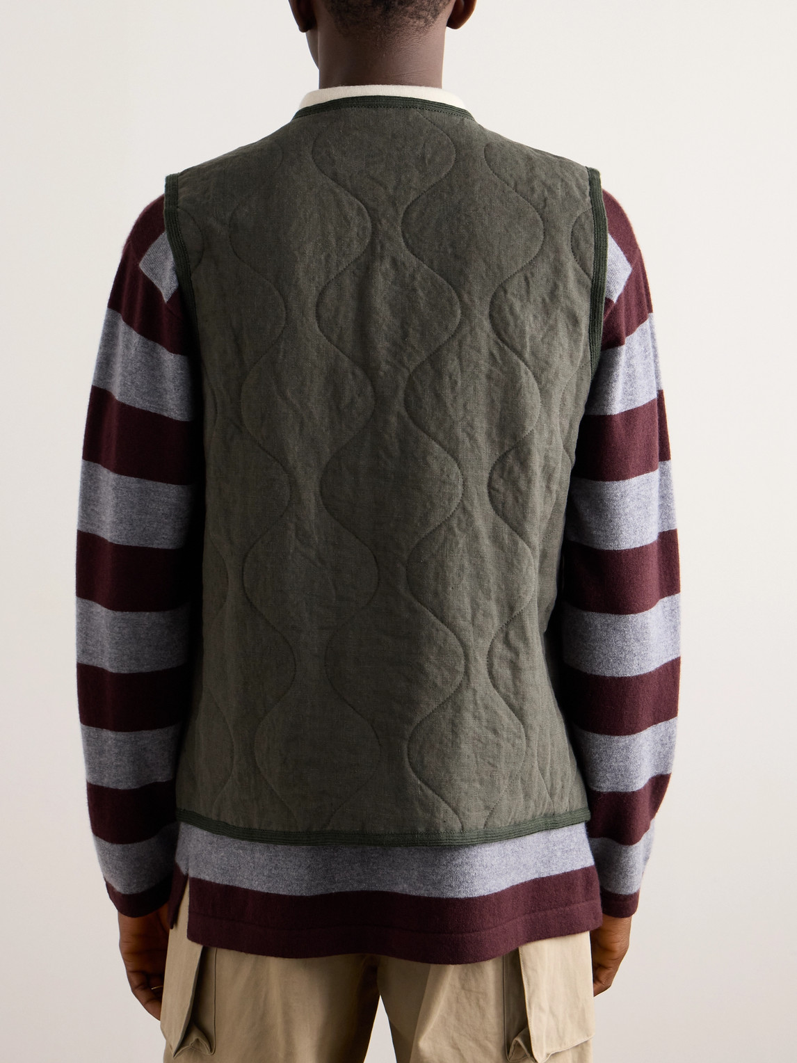 Shop A Kind Of Guise Bogdan Quilted Padded Stone-washed Linen Gilet In Green