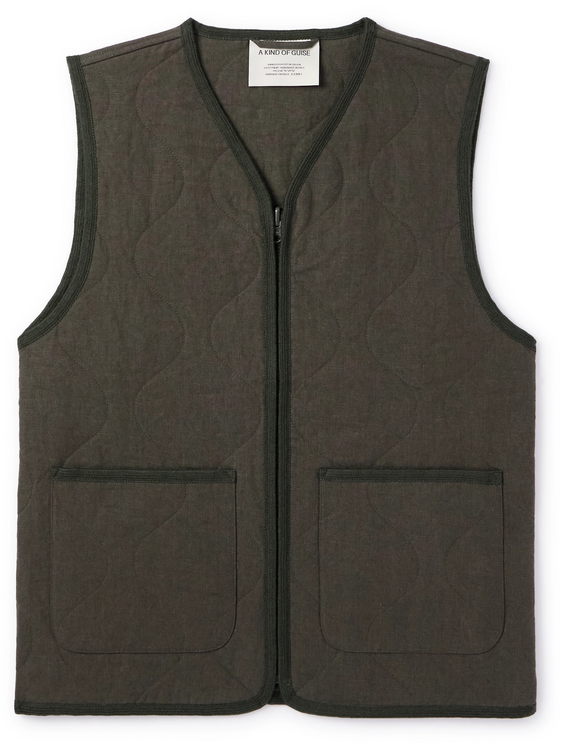 A Kind Of Guise Bogdan Quilted Padded Stone-washed Linen Gilet In Green
