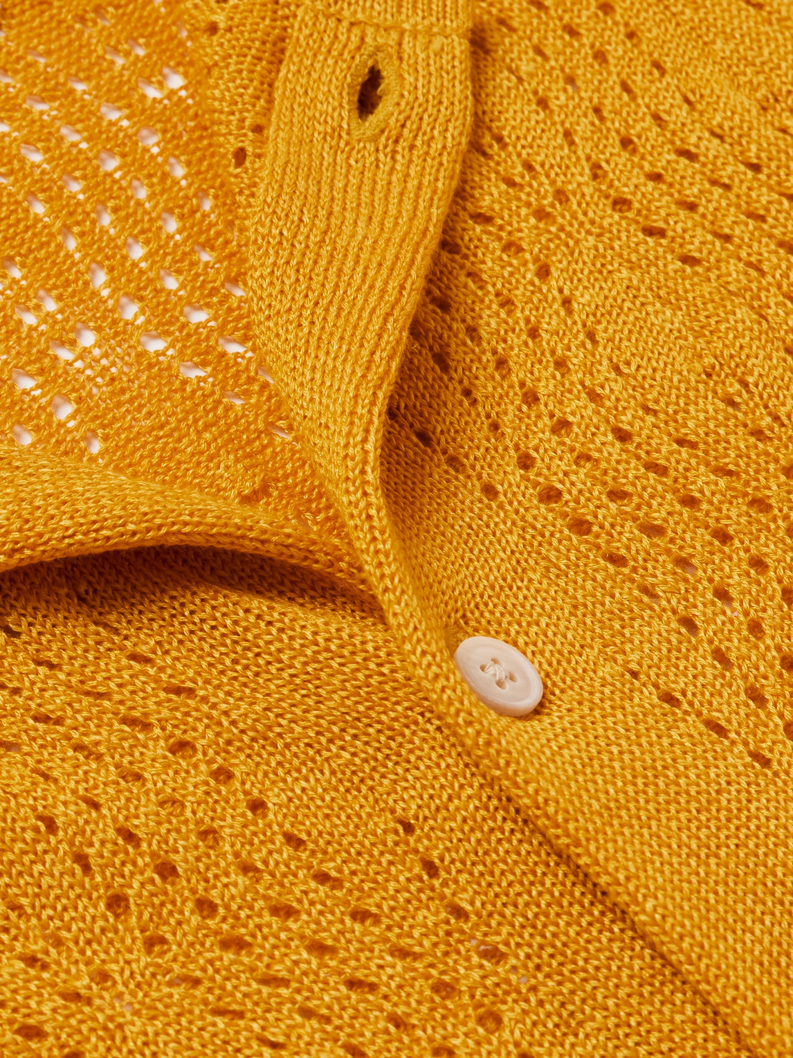 Shop A Kind Of Guise Kadri Open-knit Linen And Tencel™ Lyocell-blend Shirt In Yellow
