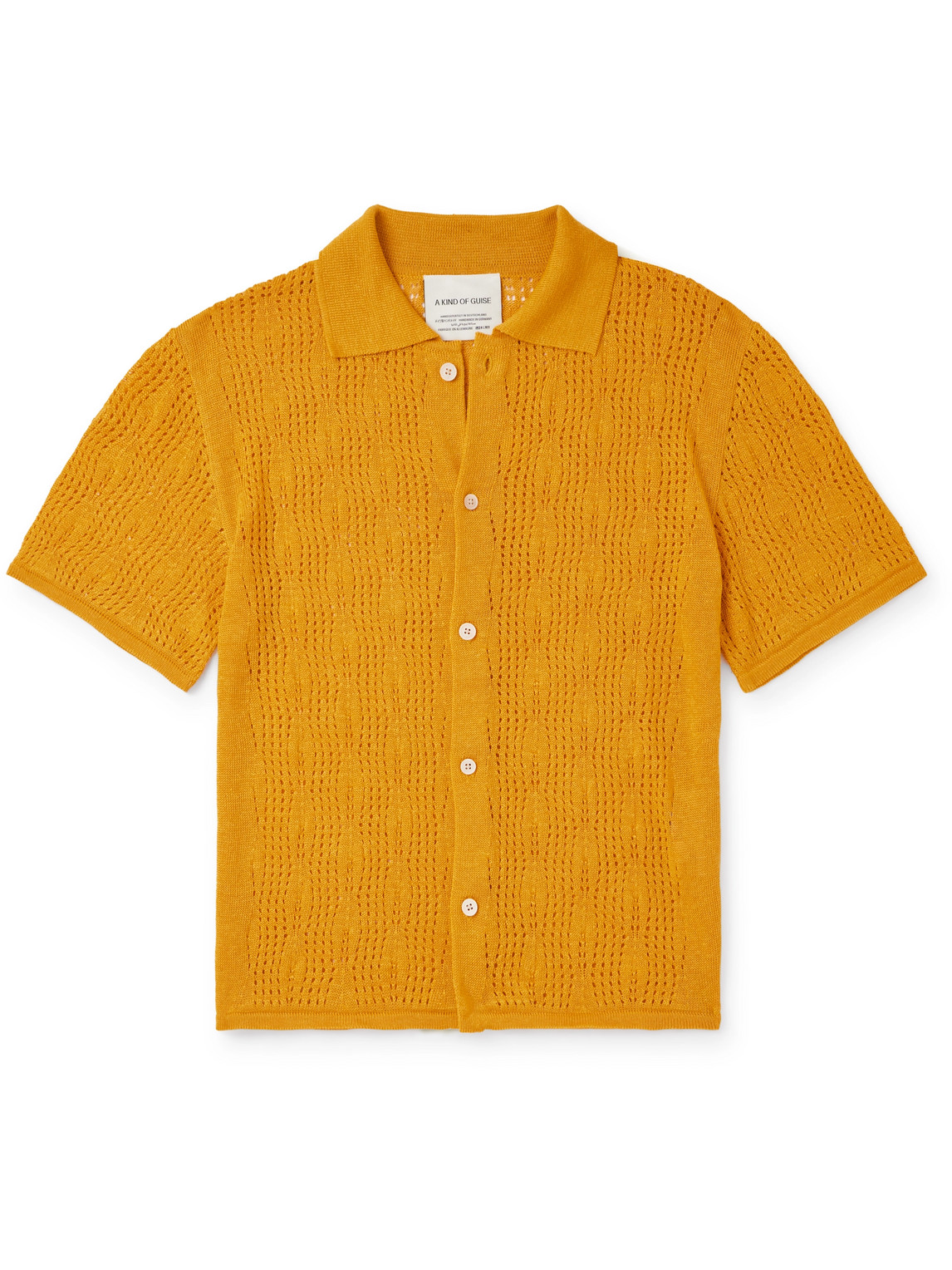 A Kind Of Guise Kadri Open-knit Linen And Tencel™ Lyocell-blend Shirt In Yellow