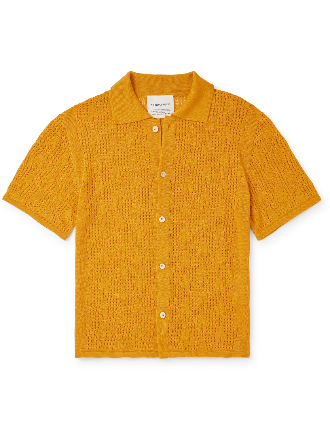 Shop A Kind Of Guise Kadri Open-knit Linen And Tencel™ Lyocell-blend Shirt In Yellow