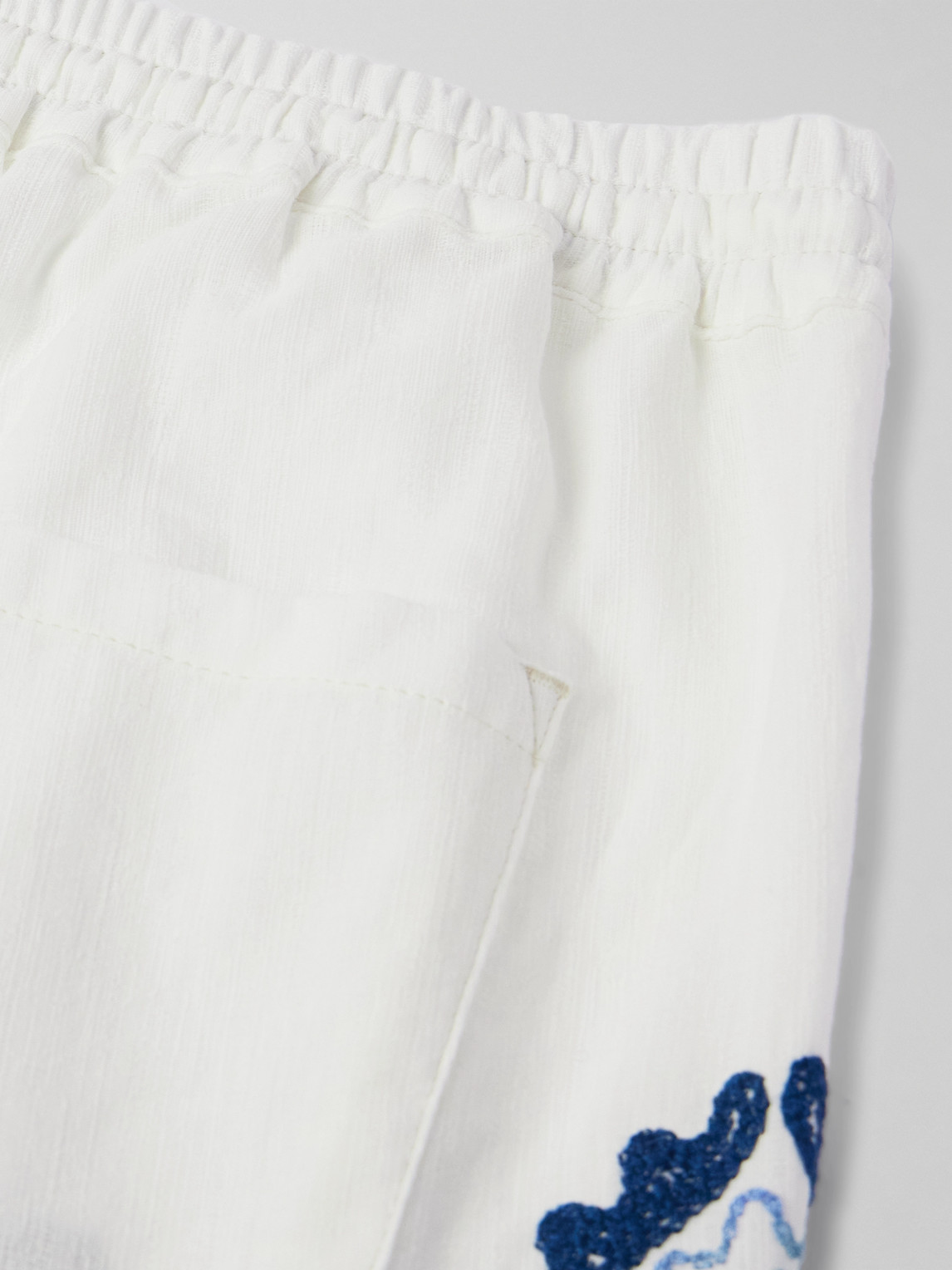 Shop A Kind Of Guise Volta Straight-leg Embroidered Slub Cotton Drawstring Shorts In White