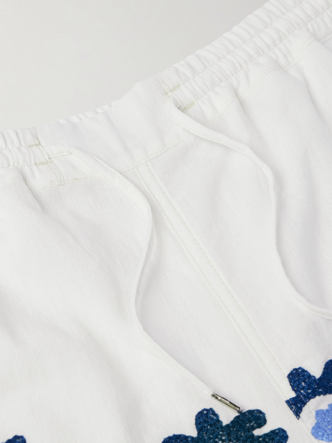 Shop A Kind Of Guise Volta Straight-leg Embroidered Slub Cotton Drawstring Shorts In White