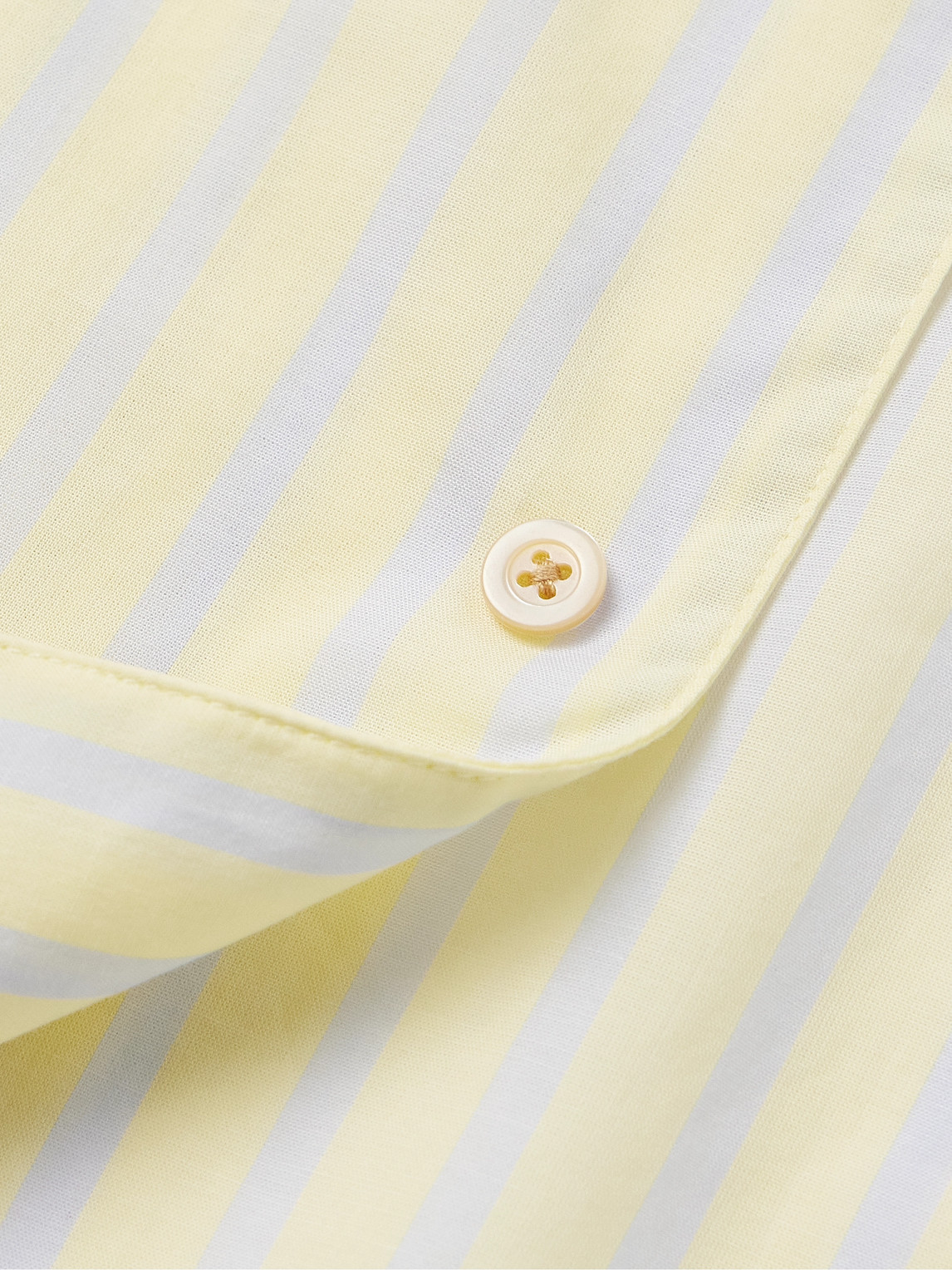Shop A Kind Of Guise Gioia Slim-fit Convertible-collar Striped Cotton-voile Shirt In Yellow