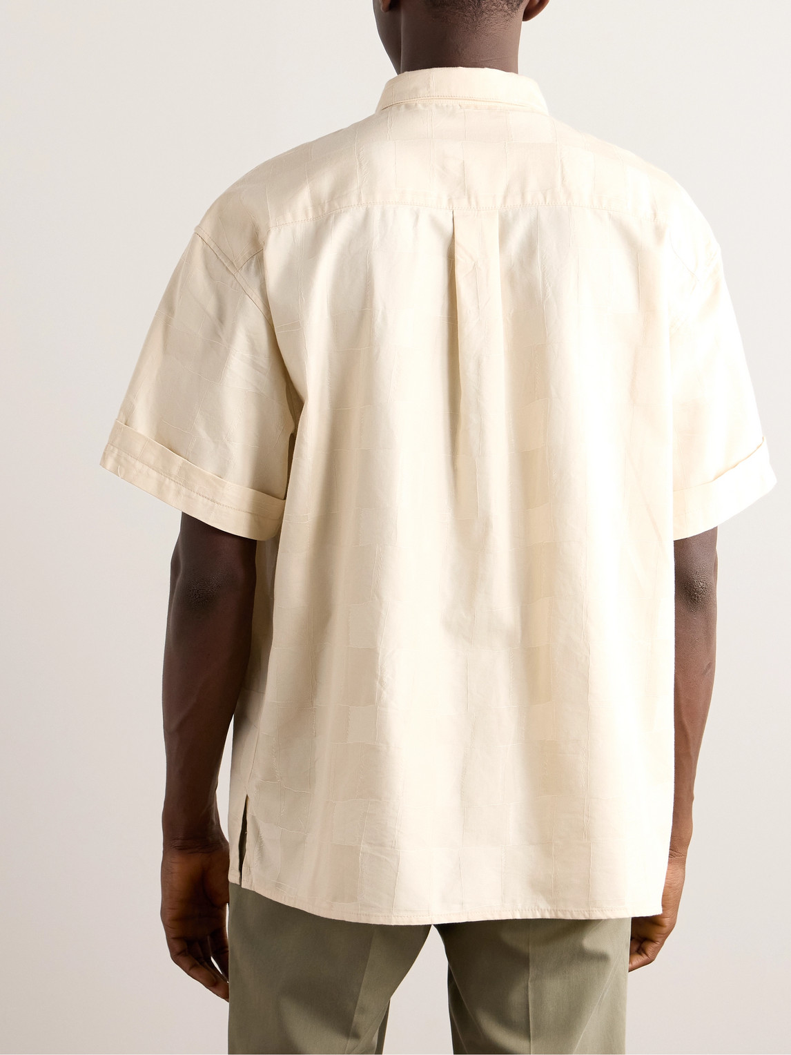 Shop A Kind Of Guise Elio Checked Cotton And Silk-blend Twill Shirt In Neutrals