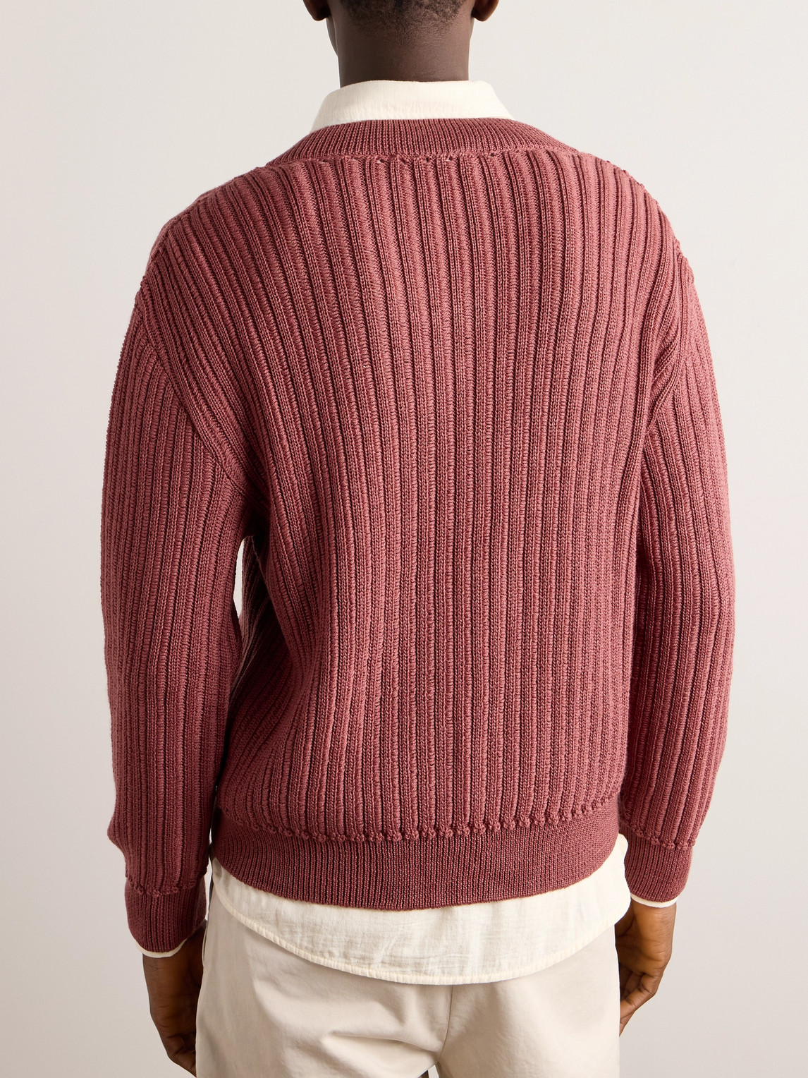 Shop A Kind Of Guise Saimir Ribbed Merino Wool And Silk-blend Sweater In Purple