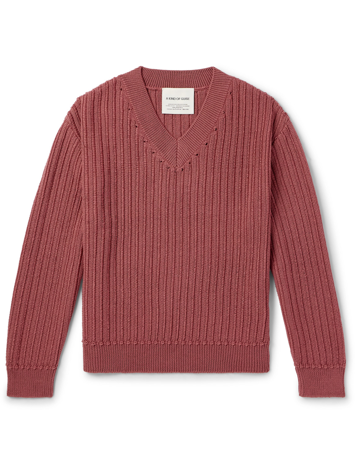 A Kind Of Guise Saimir Ribbed Merino Wool And Silk-blend Sweater In Purple