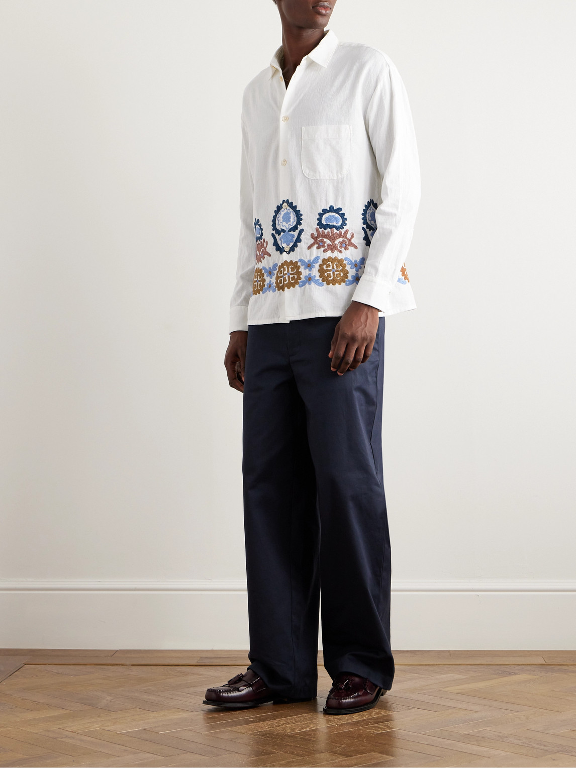 Shop A Kind Of Guise Gusto Embroidered Cotton Shirt In White