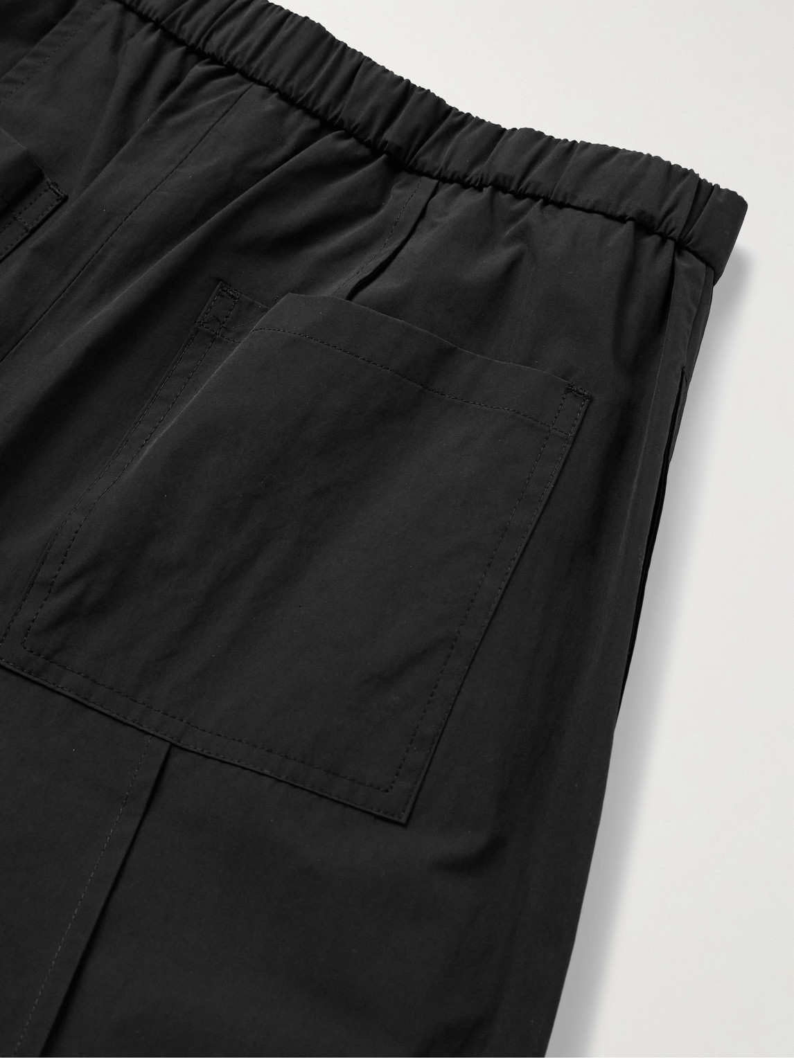 Shop Amomento Straight-leg Belted Pleated Shell Trousers In Black