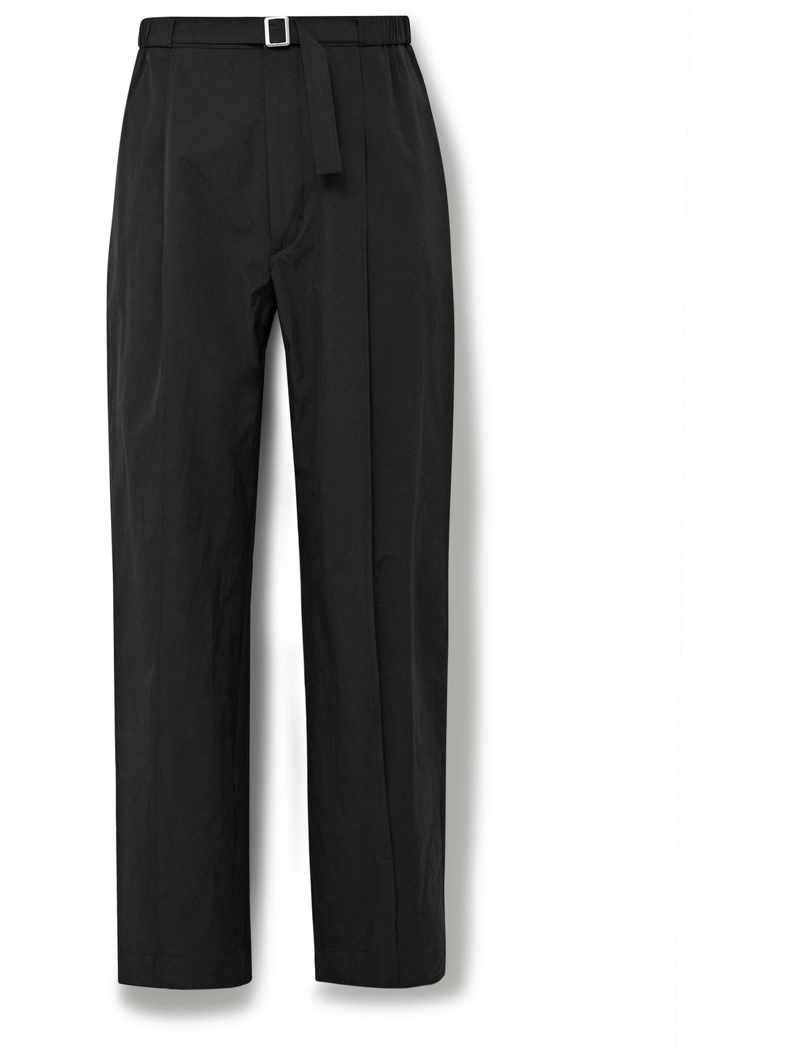 Straight-Leg Belted Pleated Shell Trousers