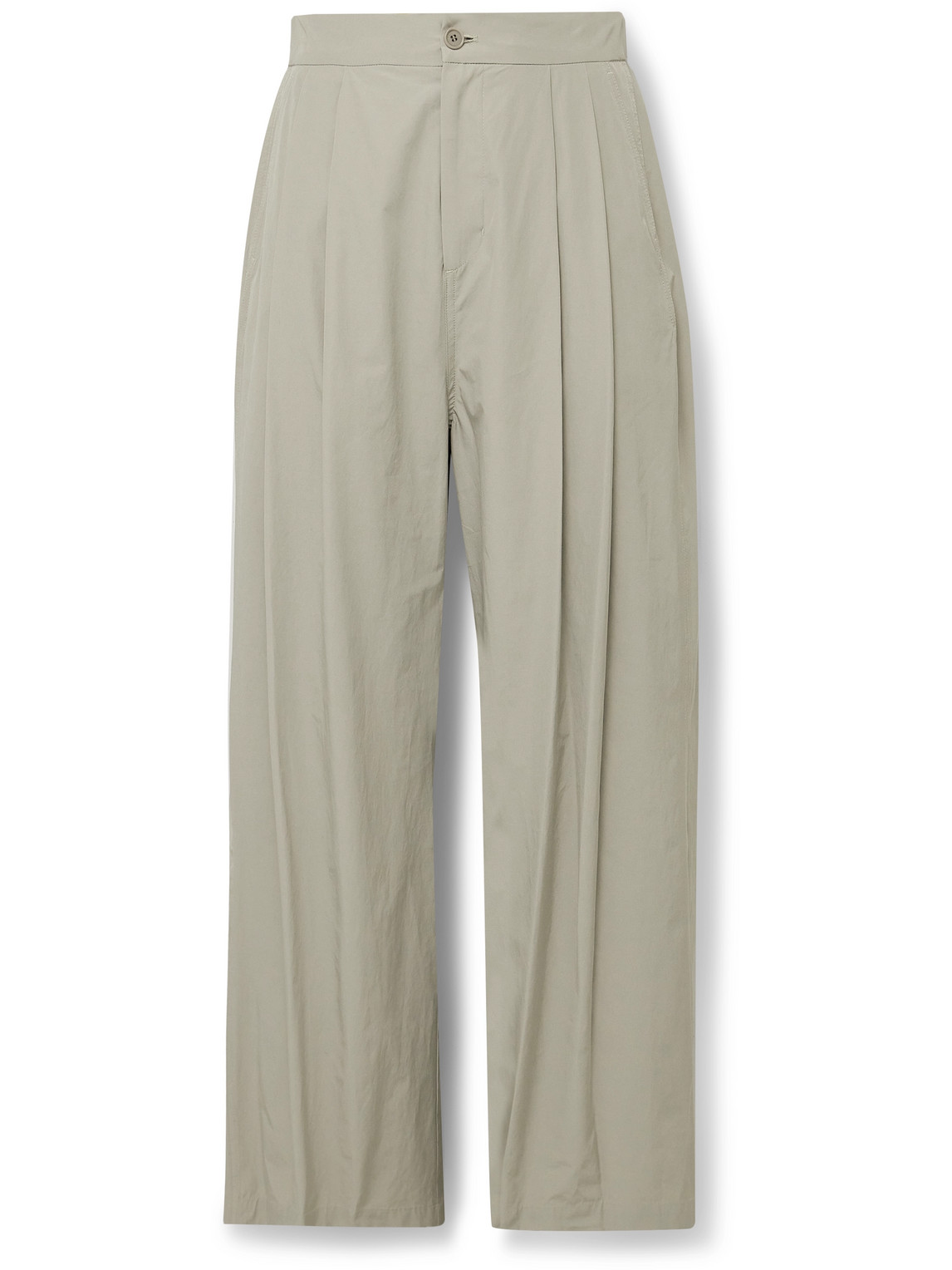 Amomento Wide-leg Pleated Shell Trousers In Neutrals