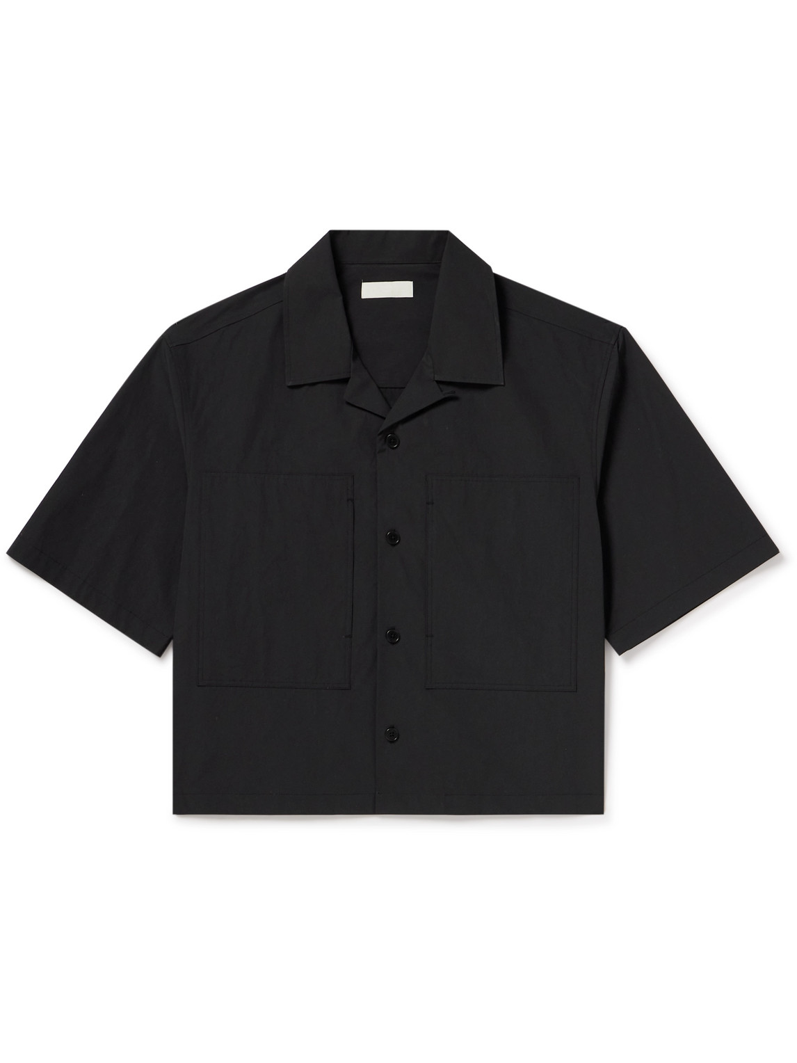 Half Convertible-Collar Cropped Woven Shirt