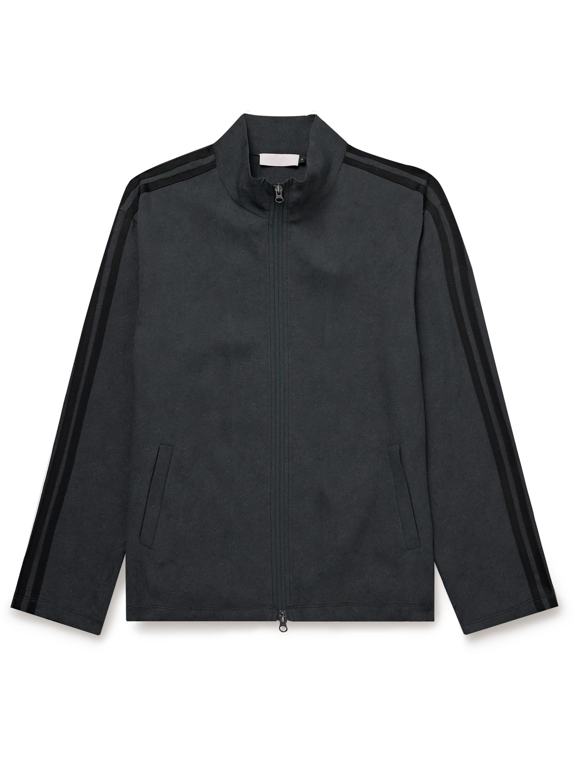 Shop Amomento Striped Peached-crepe Jacket In Black