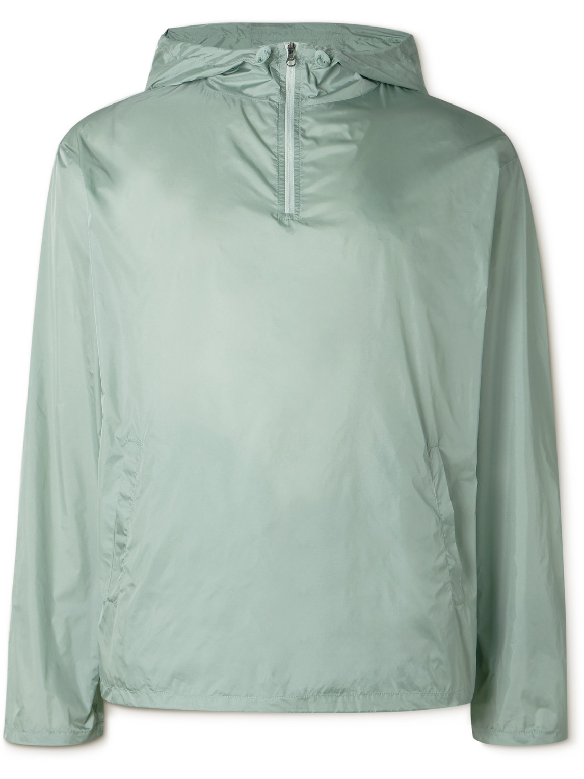 Amomento Nylon Half-zip Hooded Jacket In Green