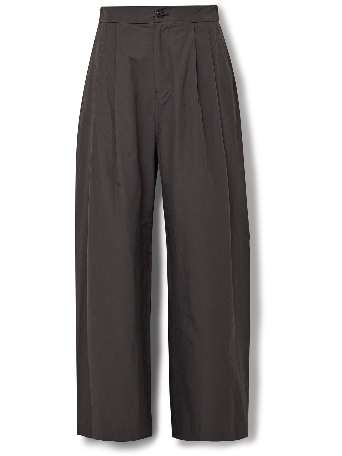 Wide-Leg Pleated Shell Trousers