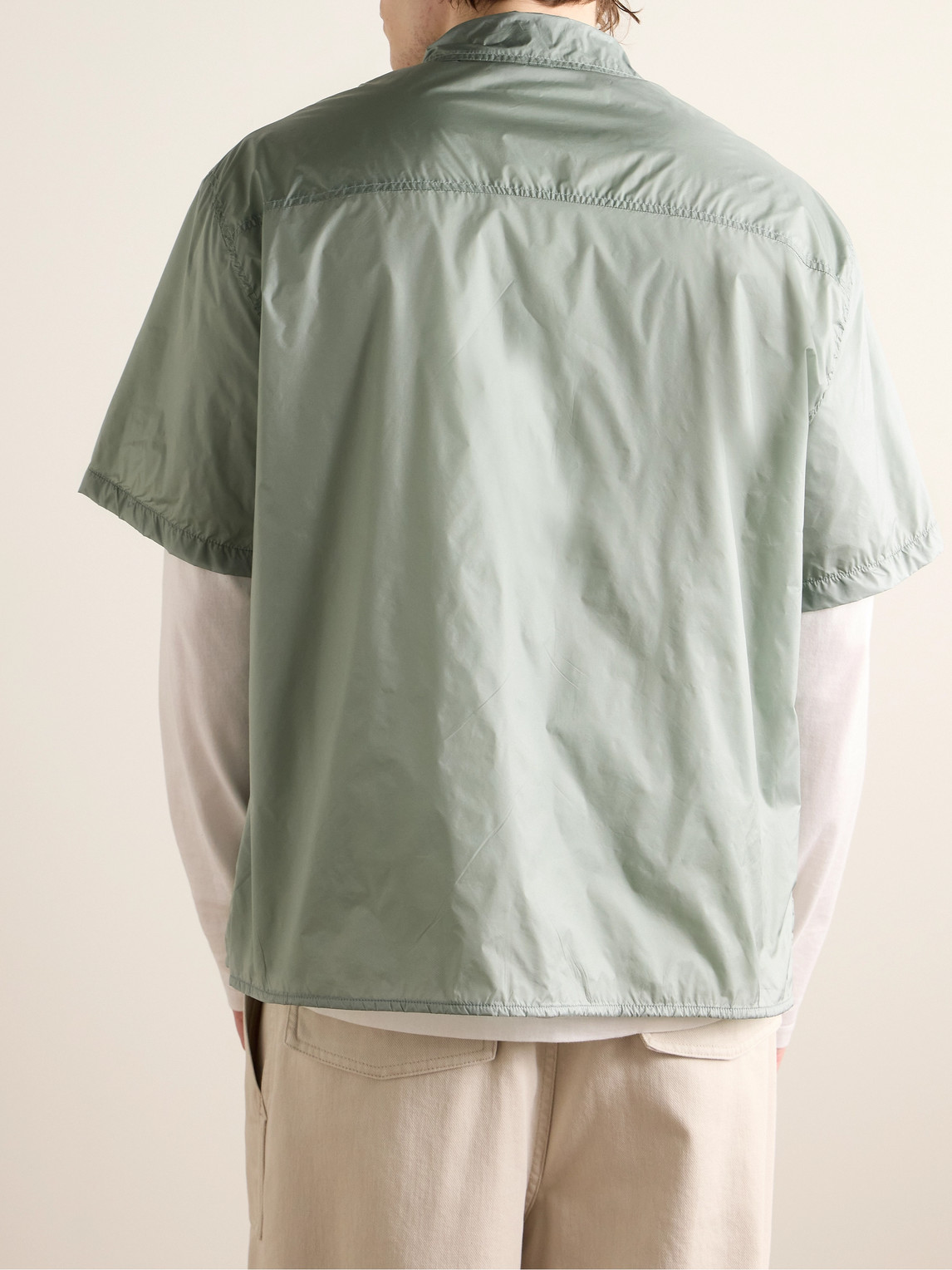 Shop Amomento Nylon Shirt In Green