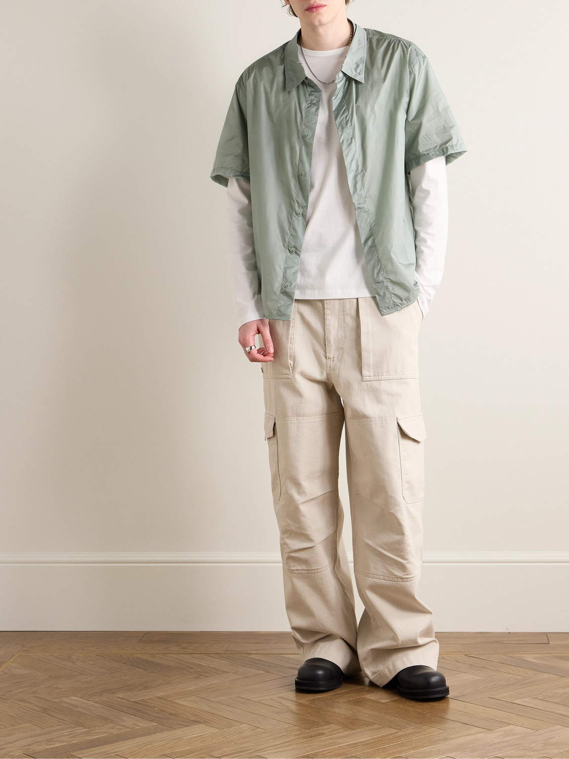 Shop Amomento Nylon Shirt In Green