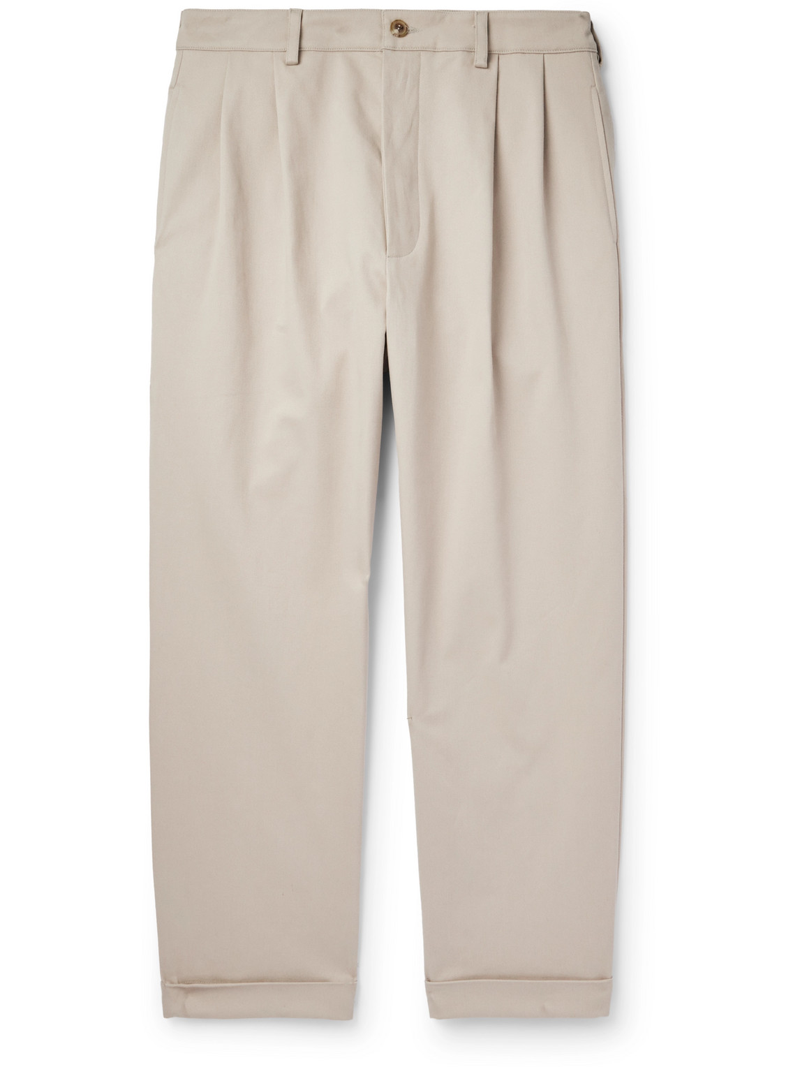 Ghiaia Cashmere Marinaio Straight-leg Pleated Cotton-twill Chinos In Gray