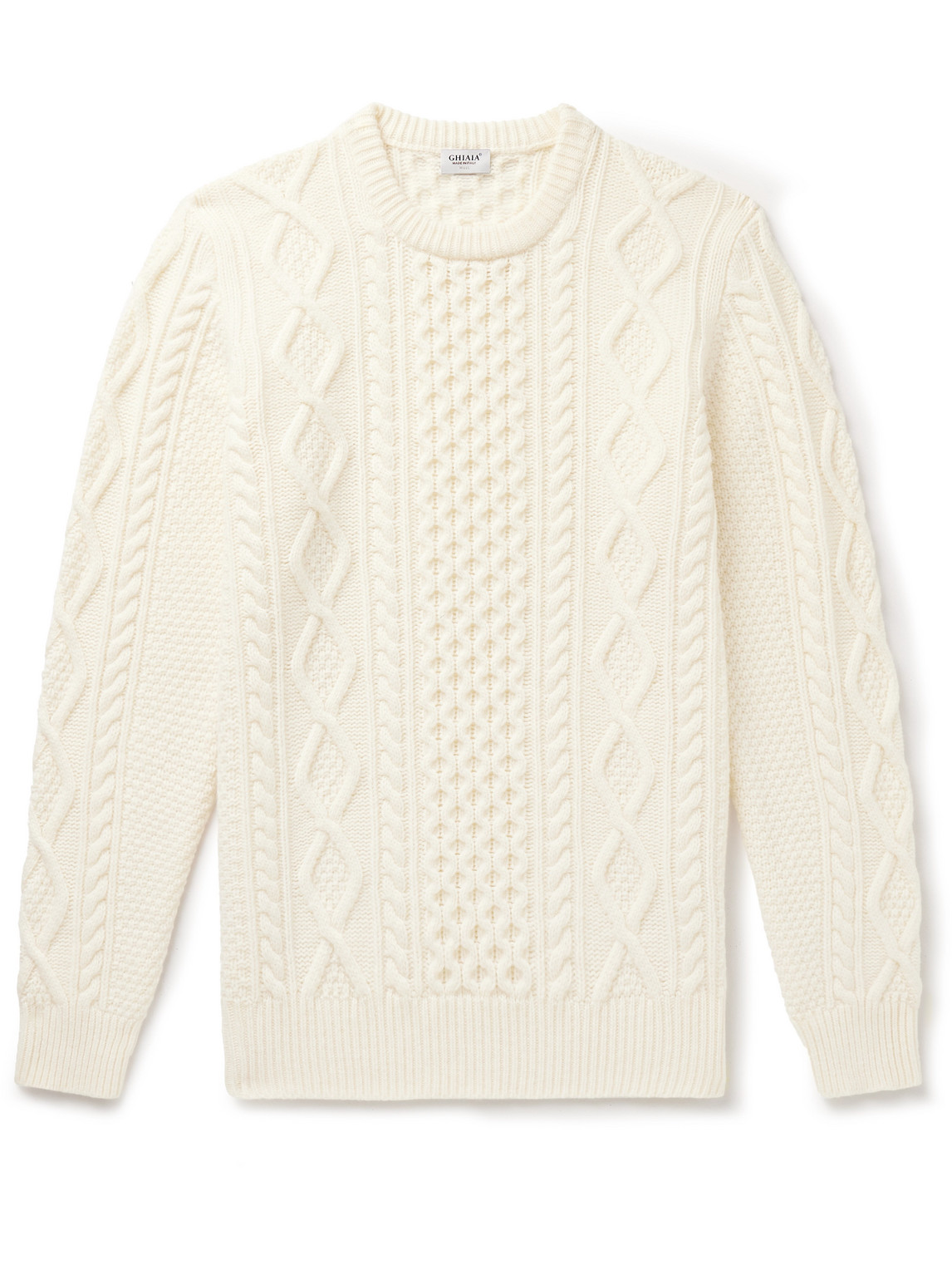 Ghiaia Cashmere Pescatore Cable-knit Wool Sweater In Neutrals