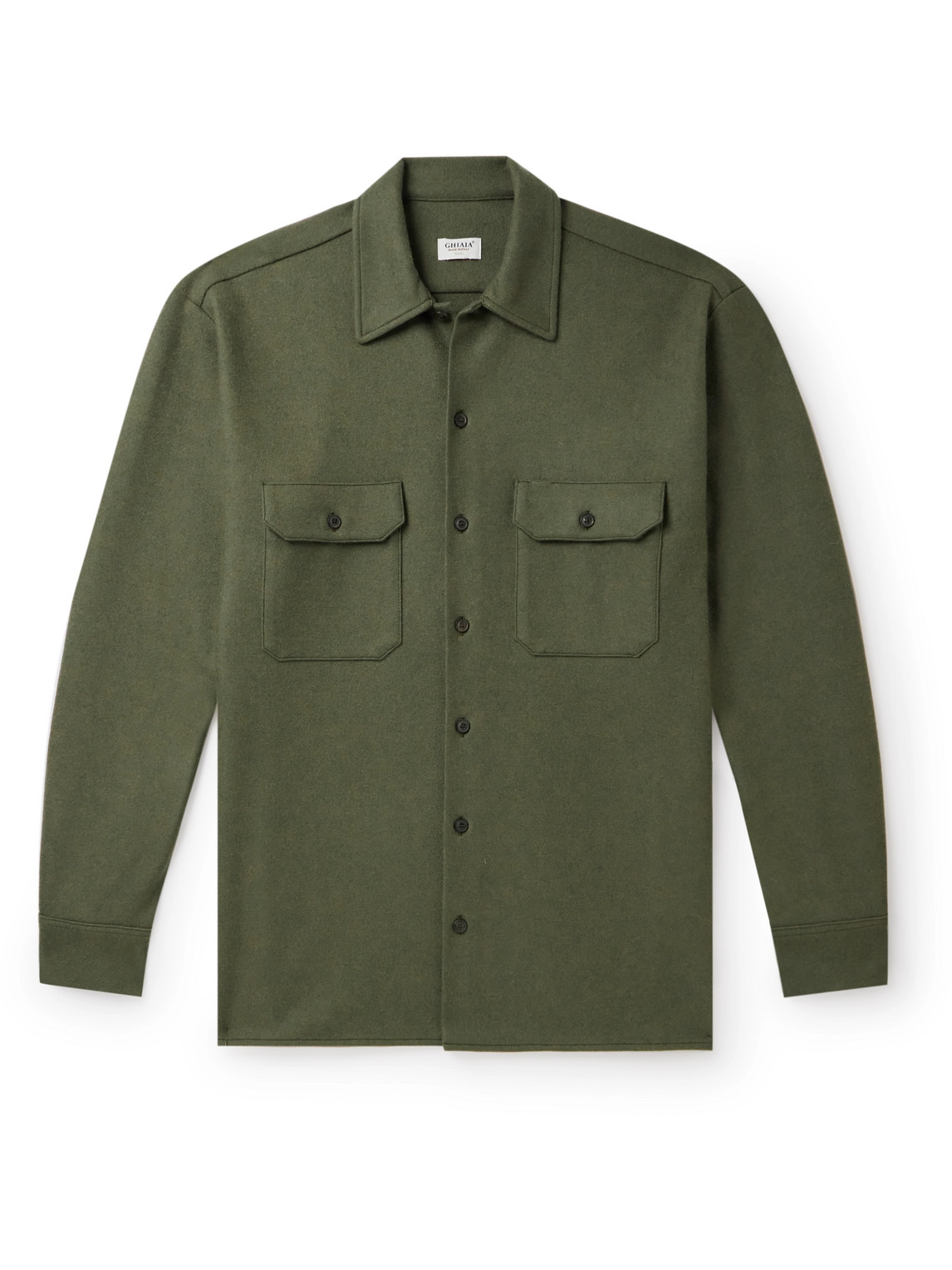 Ghiaia Cashmere Wool Overshirt In Green