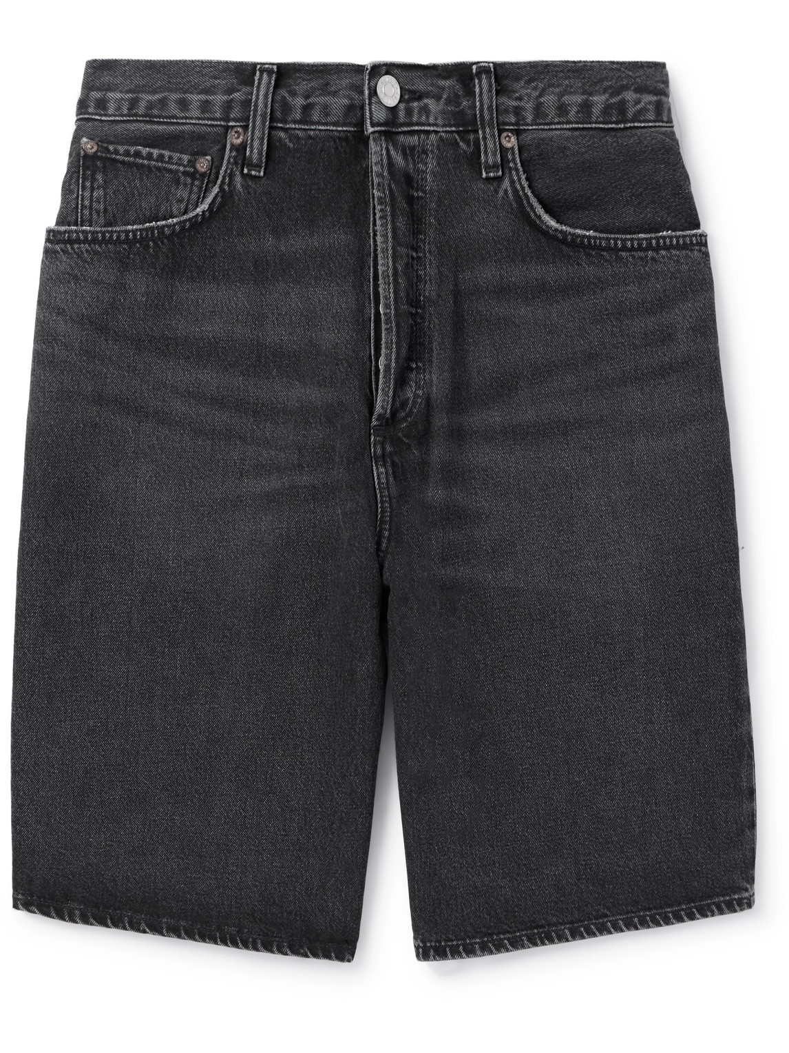 Skater Wide-Leg Distressed Denim Shorts
