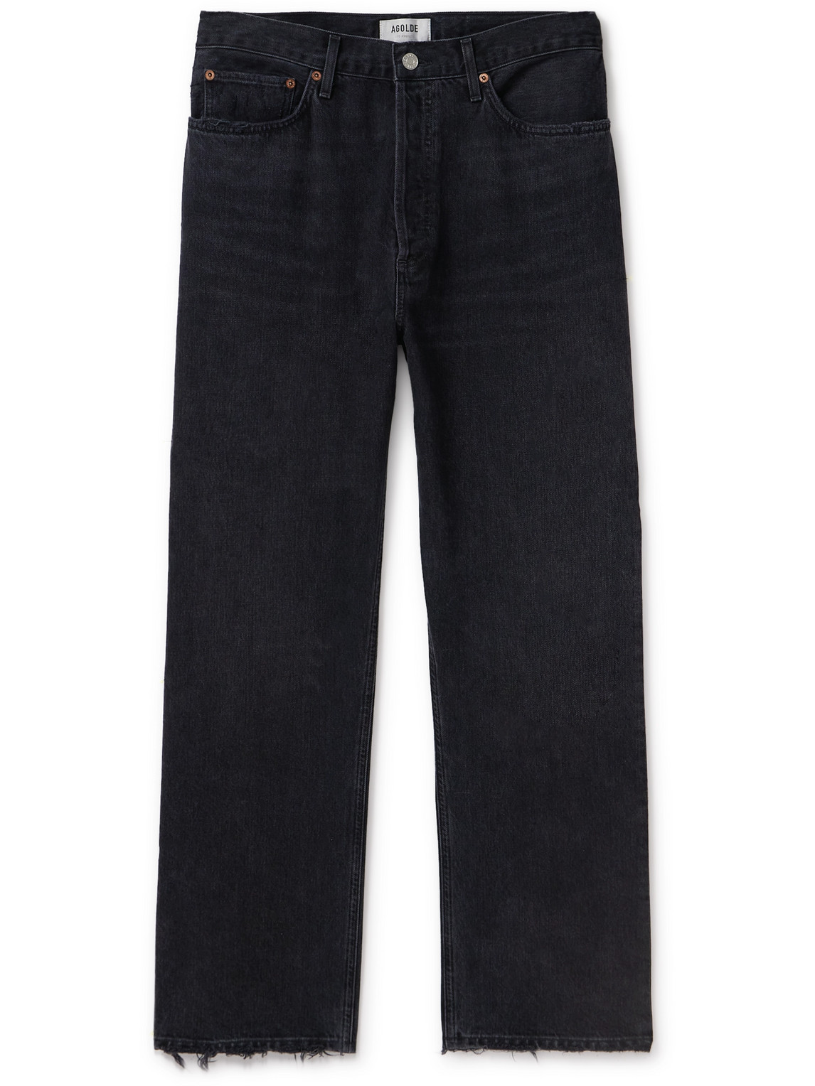 Shop Agolde 90's Straight-leg Distressed Jeans In Black