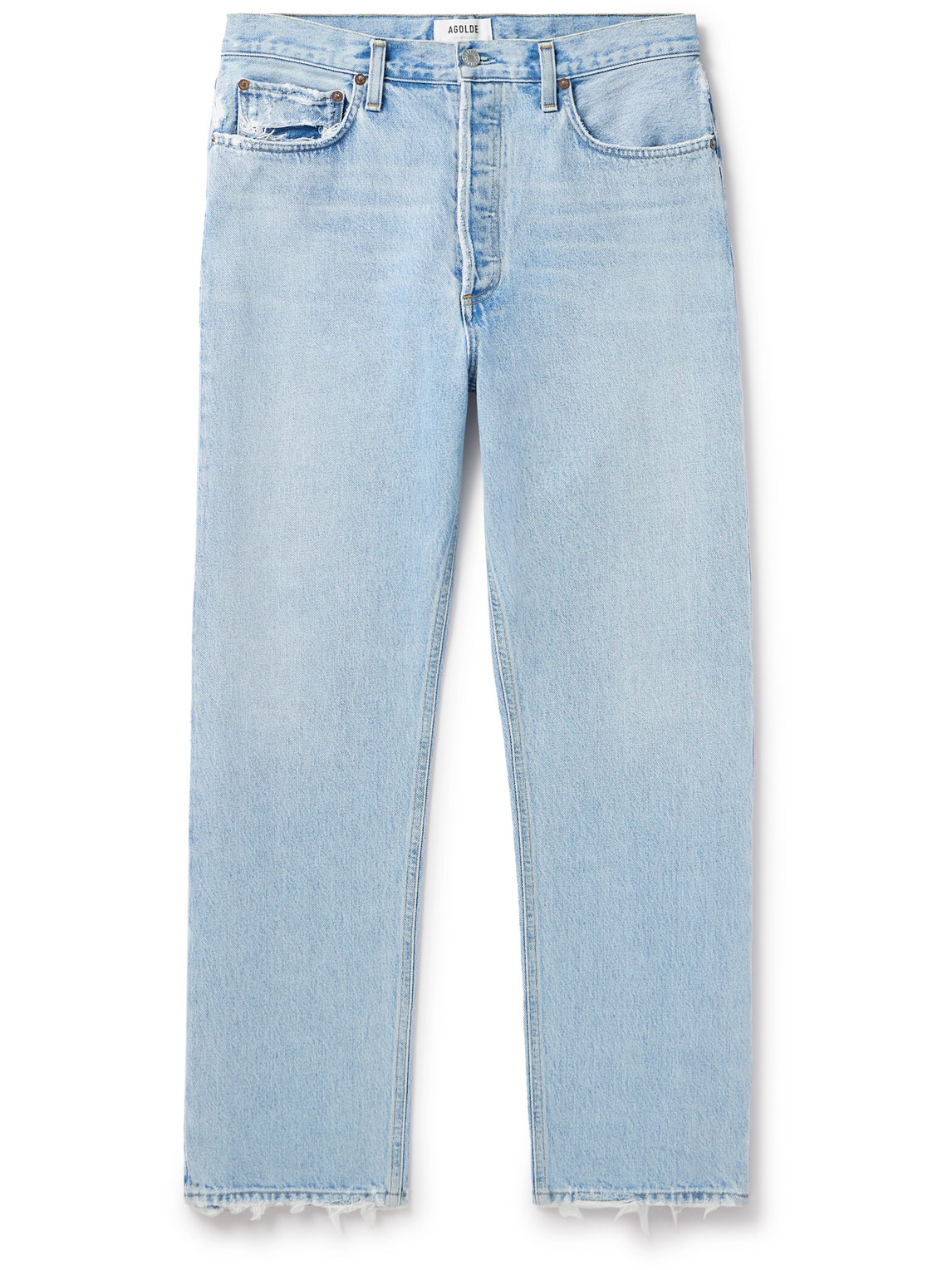 Agolde 90's Straight-leg Distressed Jeans In Blue