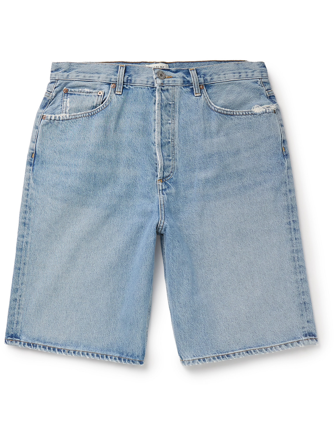 Skater Wide-Leg Distressed Denim Shorts