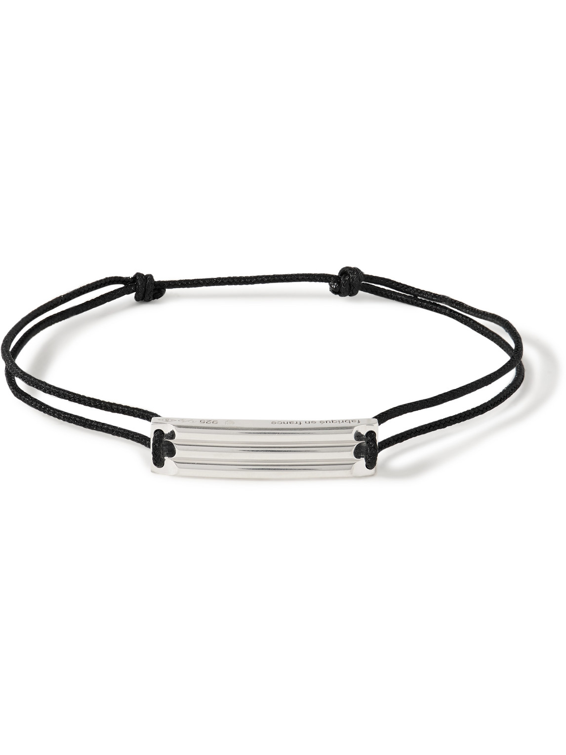 Le Gramme Godron 5g Waxed-cord And Recycled Sterling Silver Bracelet In Black