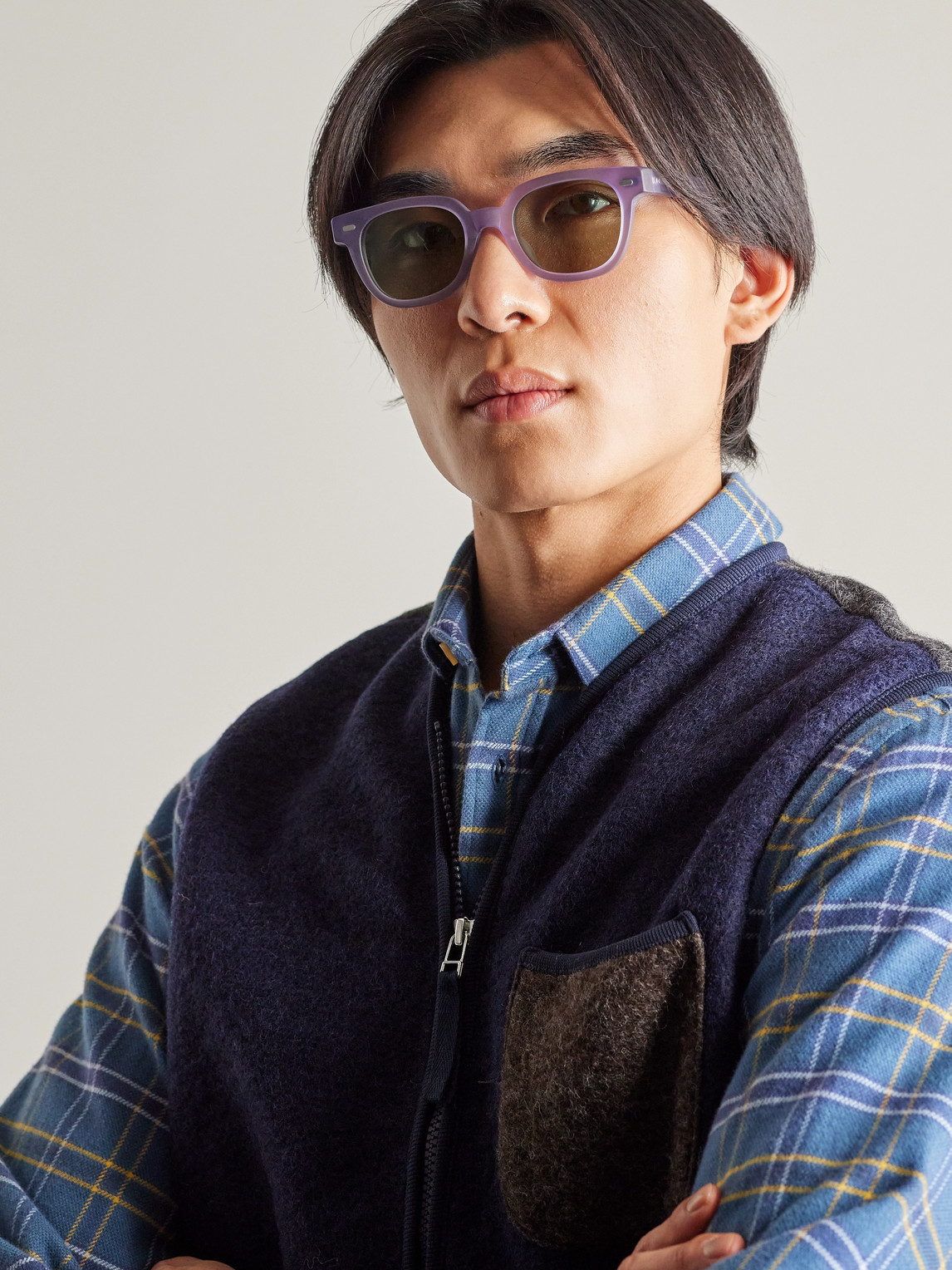 Shop Garrett Leight California Optical Glco Josh Peskowitz D-frame Acetate Sunglasses In Purple