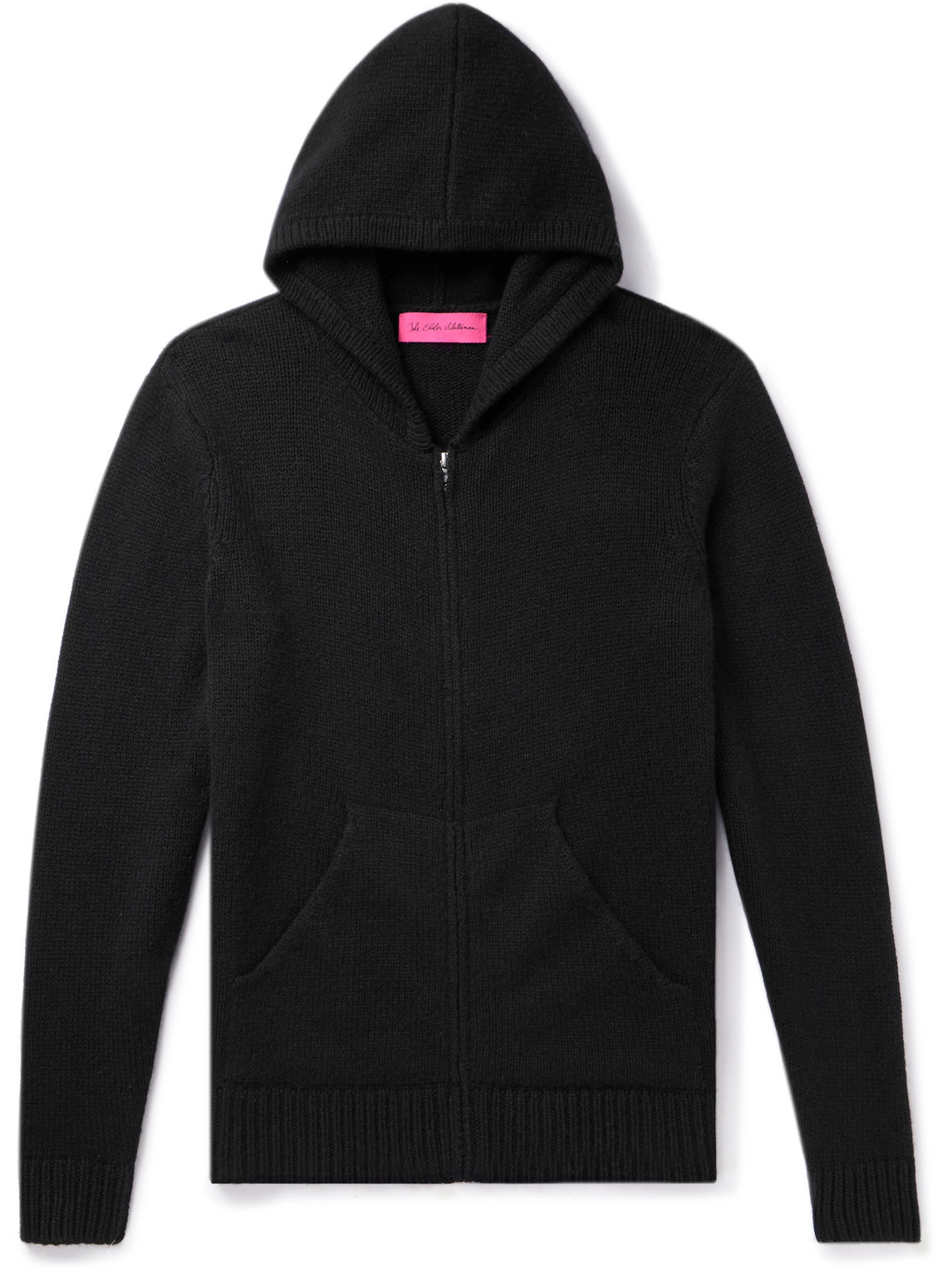 The Elder Statesman Cashmere Zip-up Hoodie In Black