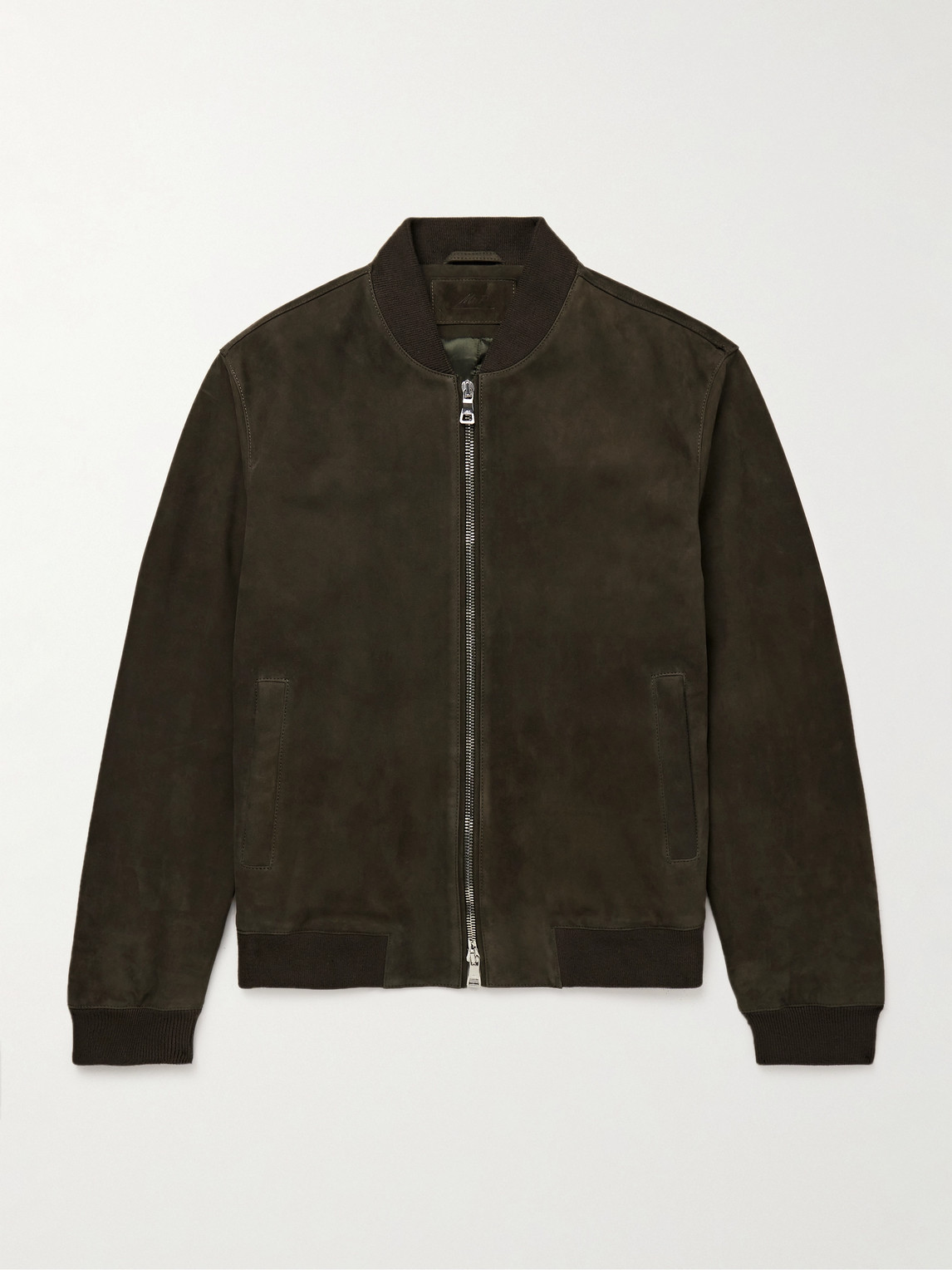 Mr P Suede Bomber Jacket In Green