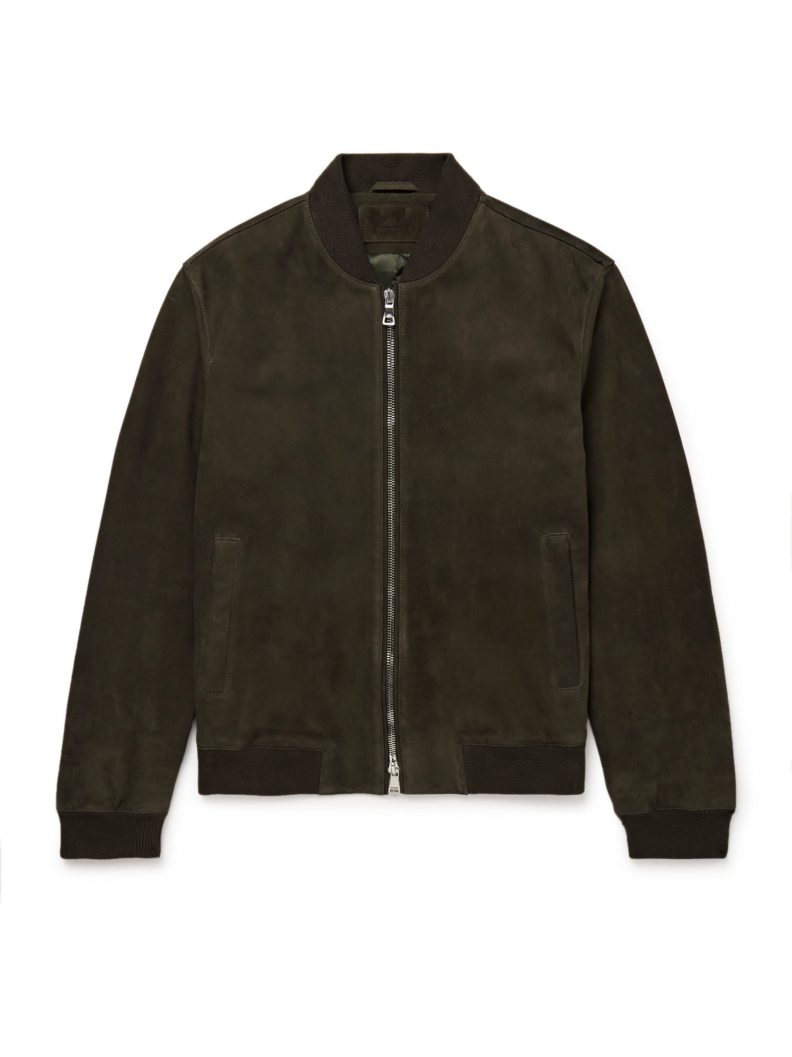 Mr P Suede Bomber Jacket In Green
