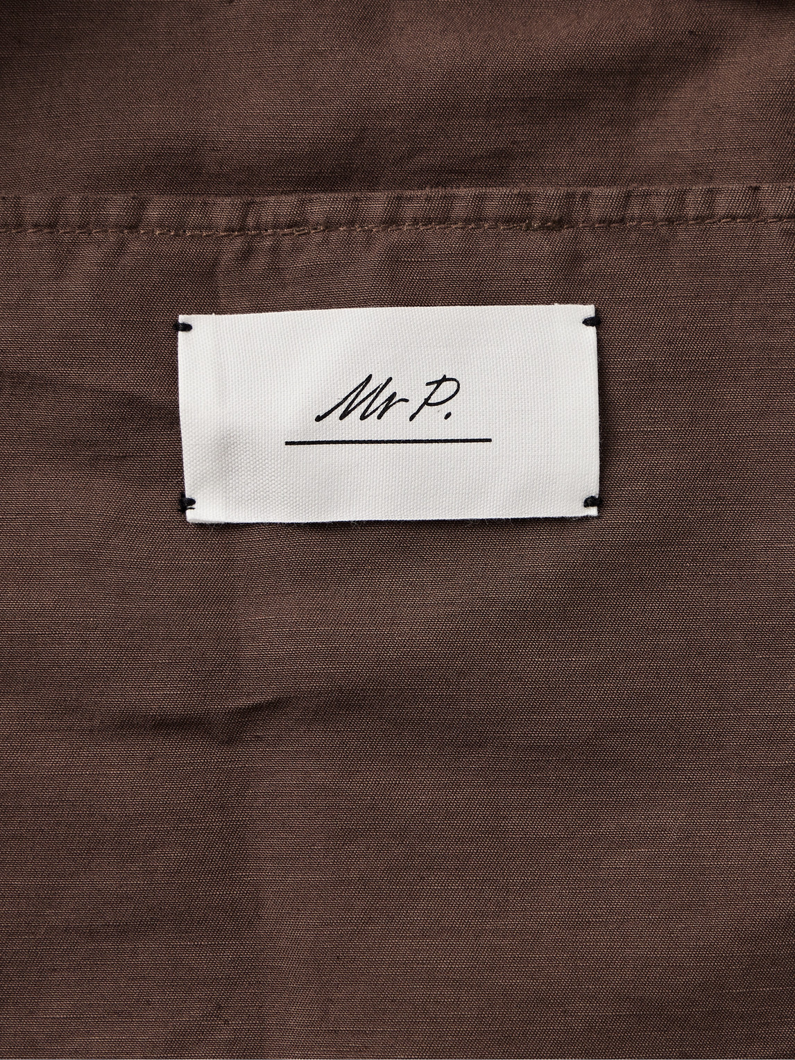 Shop Mr P Garment-dyed Cotton And Linen-blend Twill Overshirt In Brown