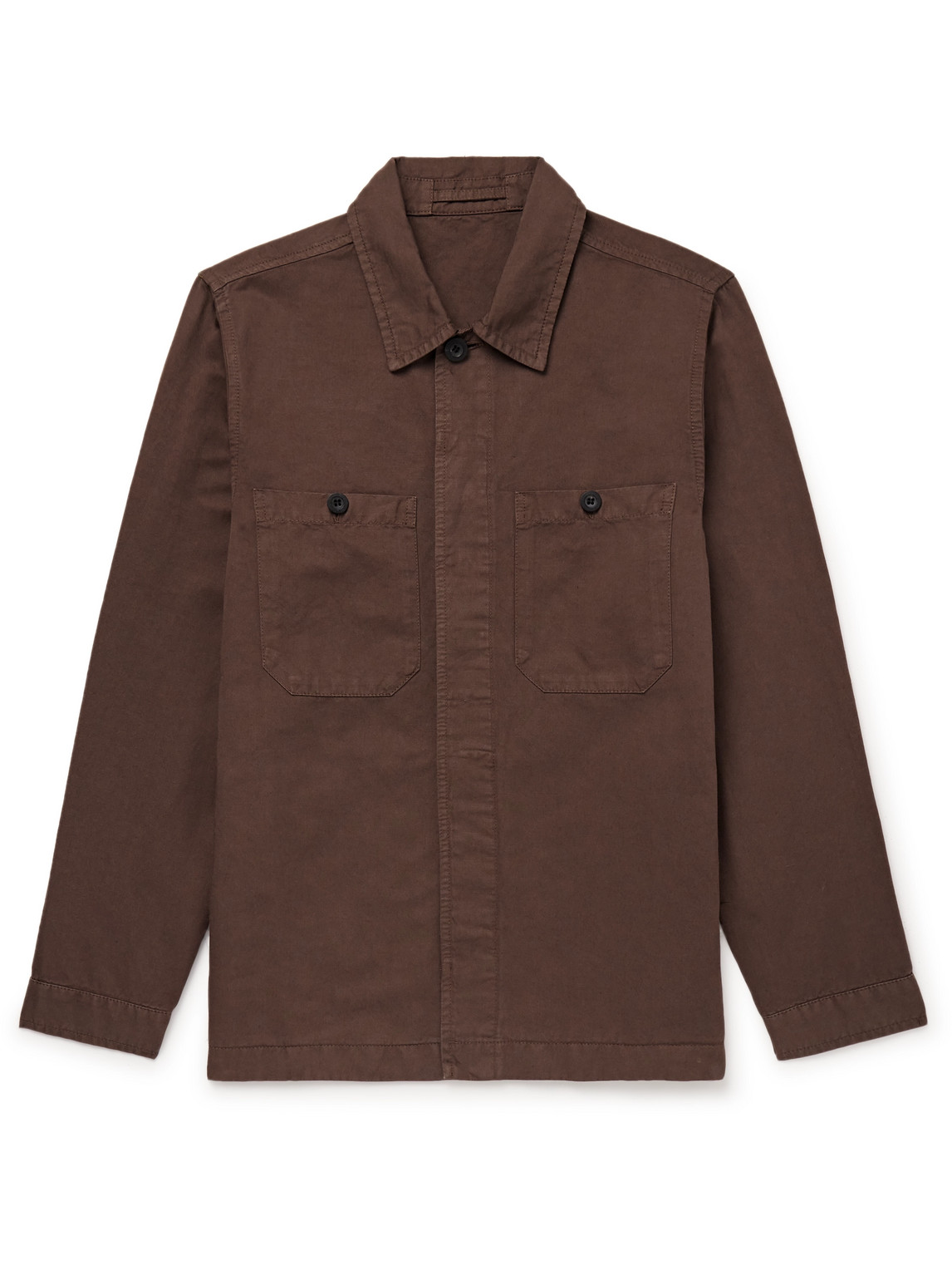 Garment-Dyed Cotton and Linen-Blend Twill Overshirt