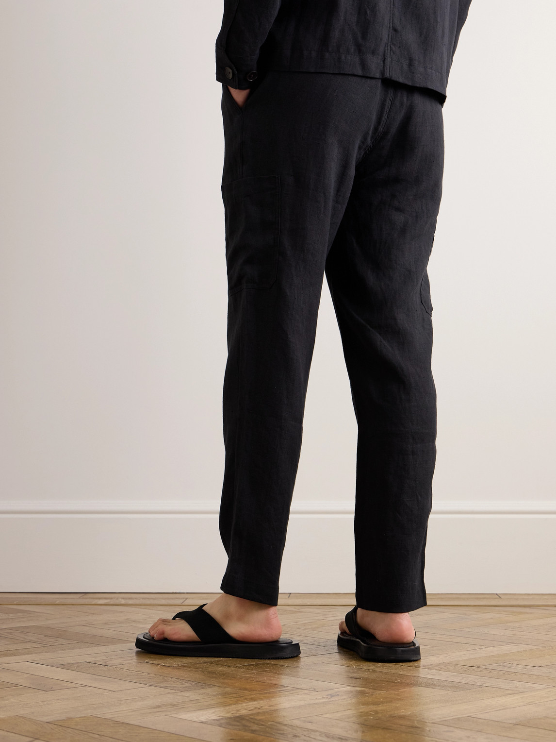 Mr P. - Tapered Linen Drawstring Cargo Trousers